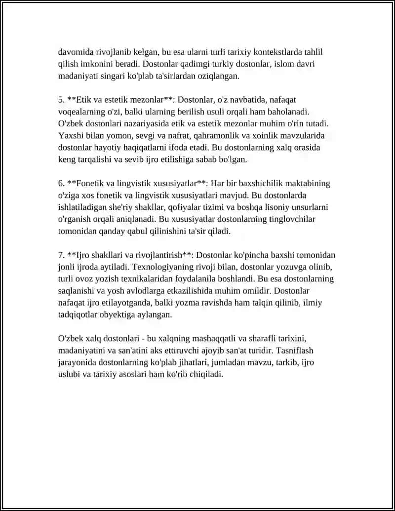 O'zbek Xalq Dostonlari Tasnifi 4