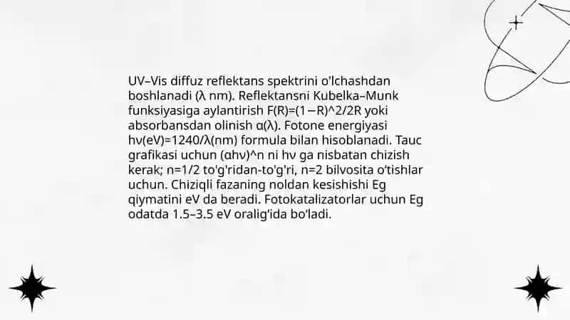 Fotokatalizatorlarda taqiqlangan zona kengligi 4