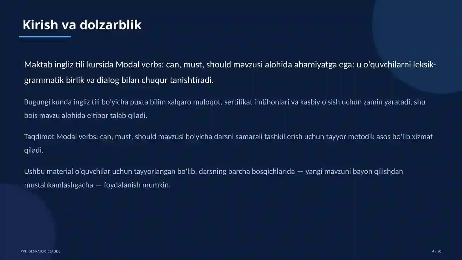 Modal verbs: can, must, should (7-sinf) 4