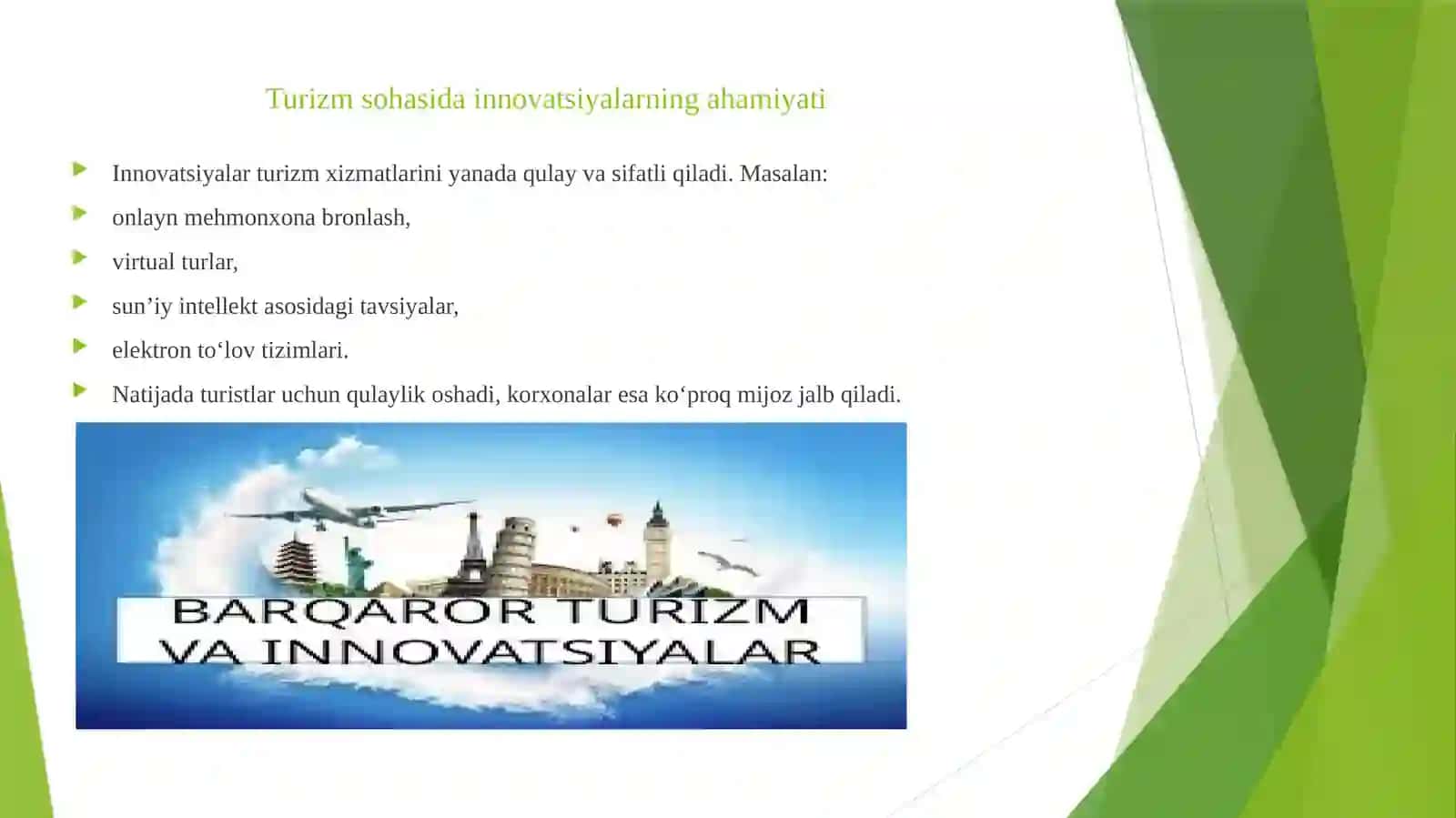 Ochiq innovatsiyalar va turizmda benchmarkinng 4