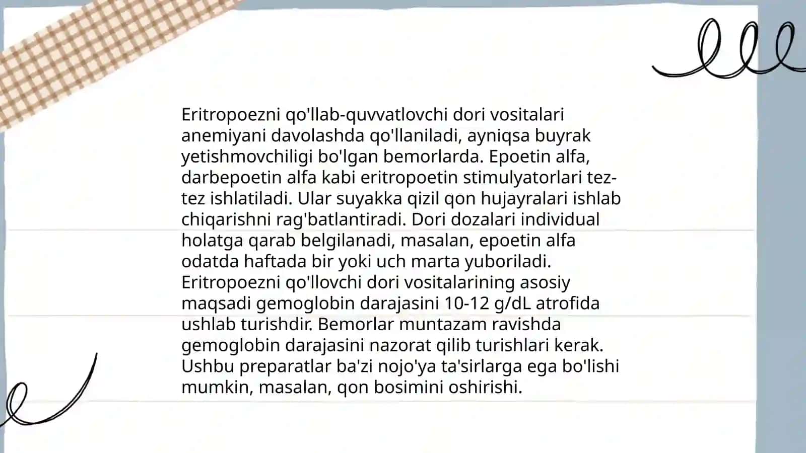Qon tizimiga tasir qiladigan vostilar gemopoezga tasir qiluvchi vositalar 4