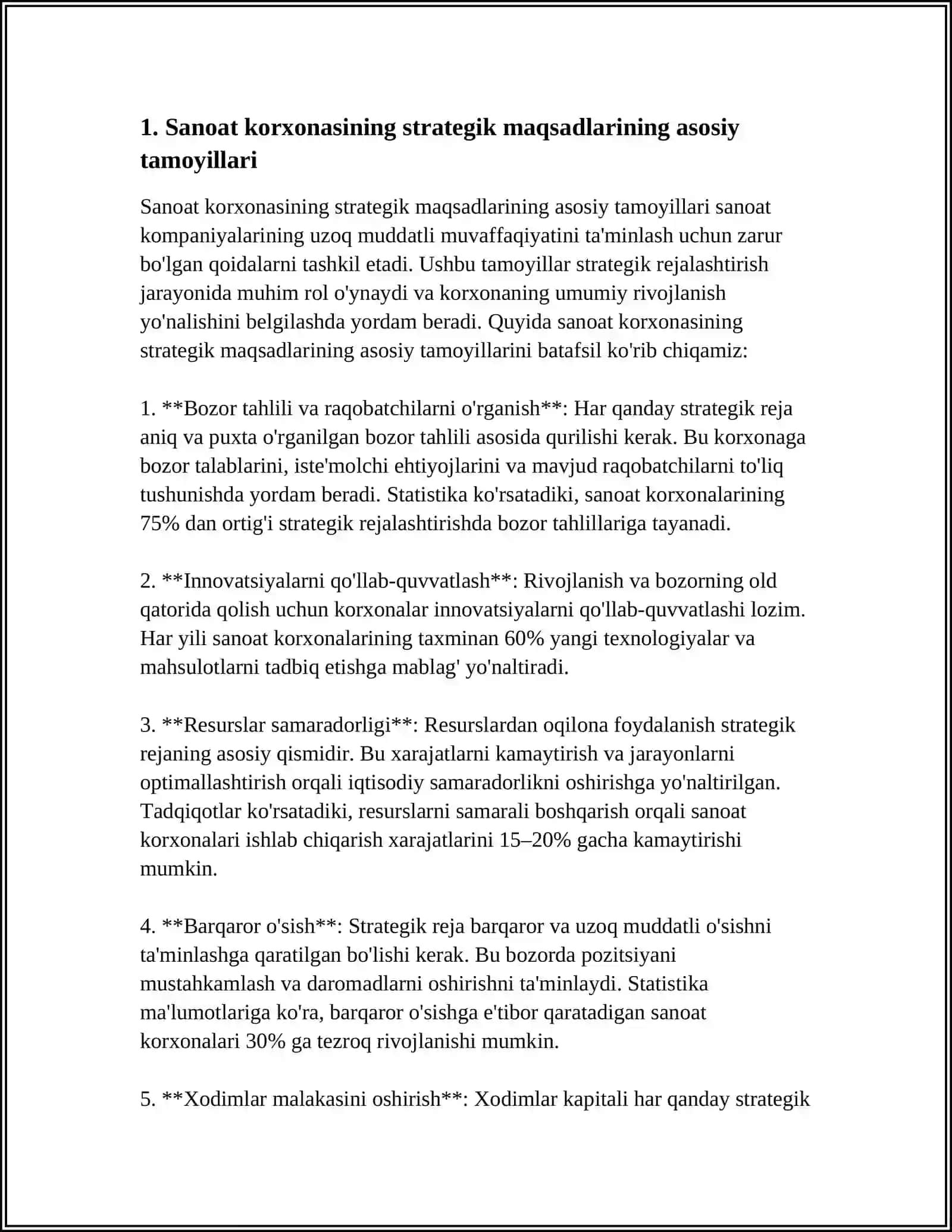 Sanoat korxonasining strategik maqsadlari va strategiyasini shakllantirish 4