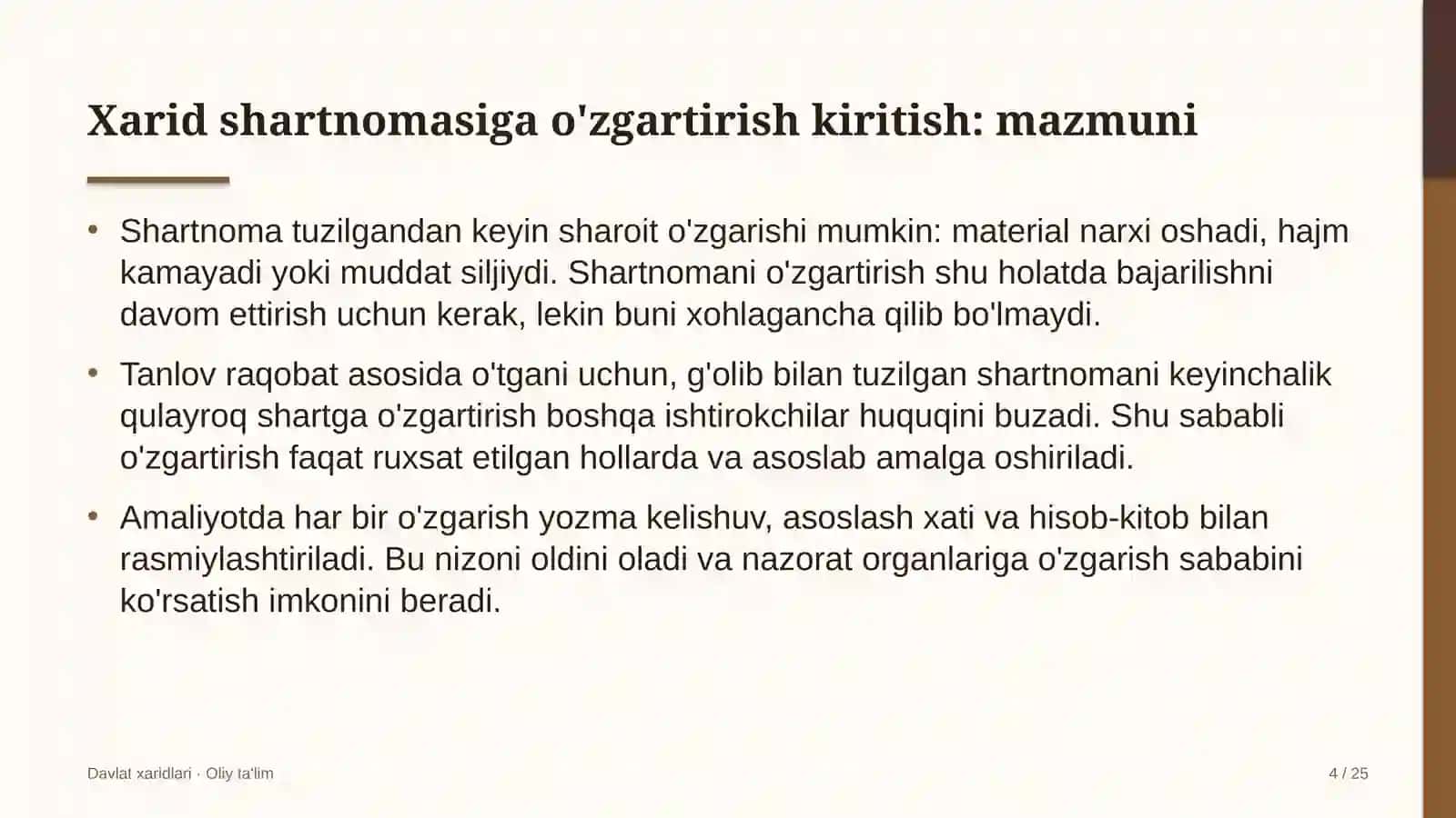 tog' chang'i majmualarida xarid shartnomasiga o'zgartirishlar kiritish tartibi 6042 4