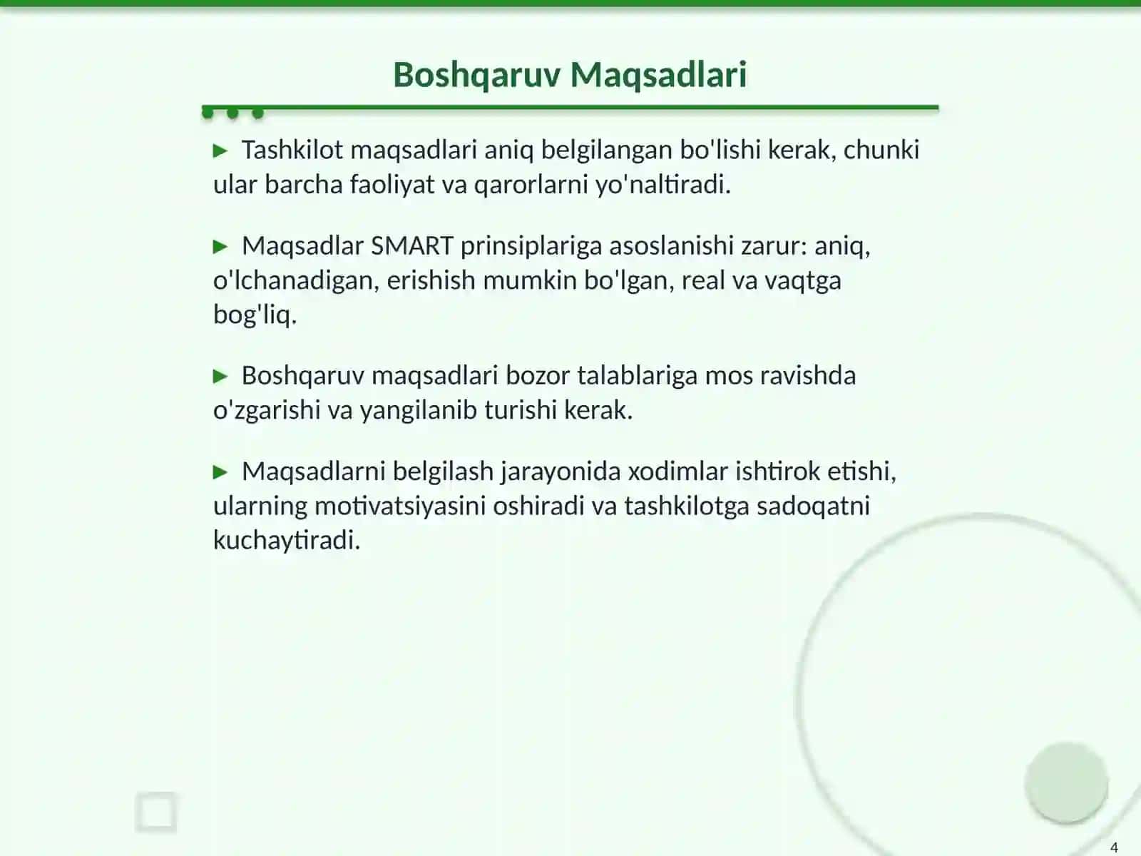 Boshqaruv Maqsadi va Funksiyalari 4