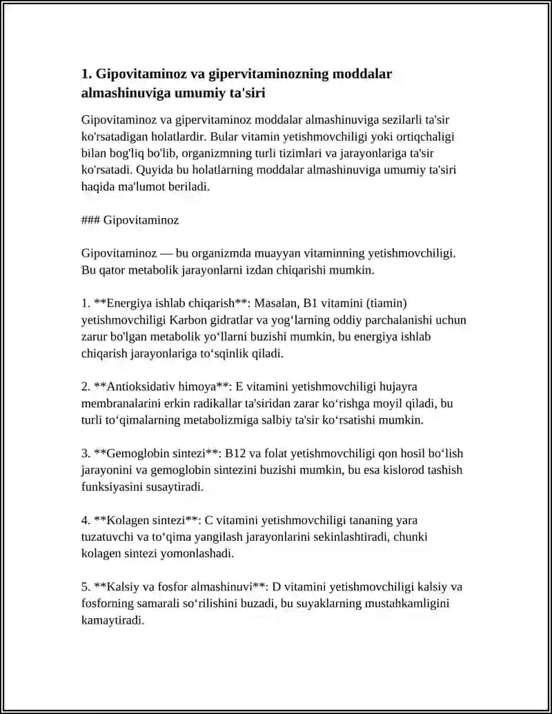 GIPOVITAMINOZ VA GIPERVITAMINOZ HOLATLARDA MODDA ALMASHINUVINING BUZILISHI 4