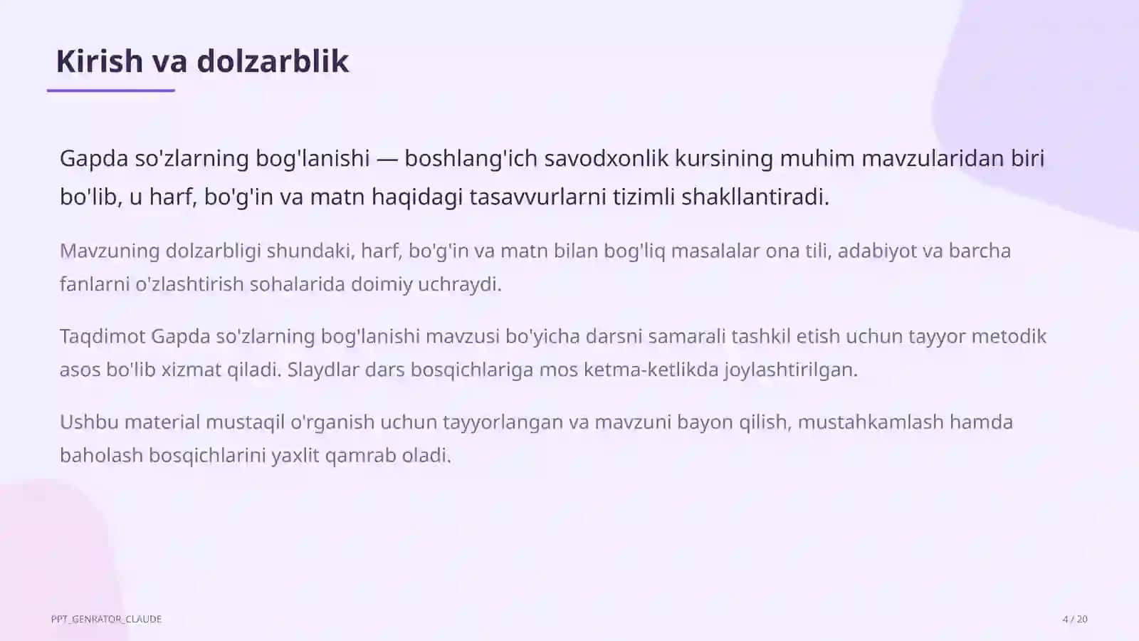 Gapda so'zlarning bog'lanishi (2-sinf) 4