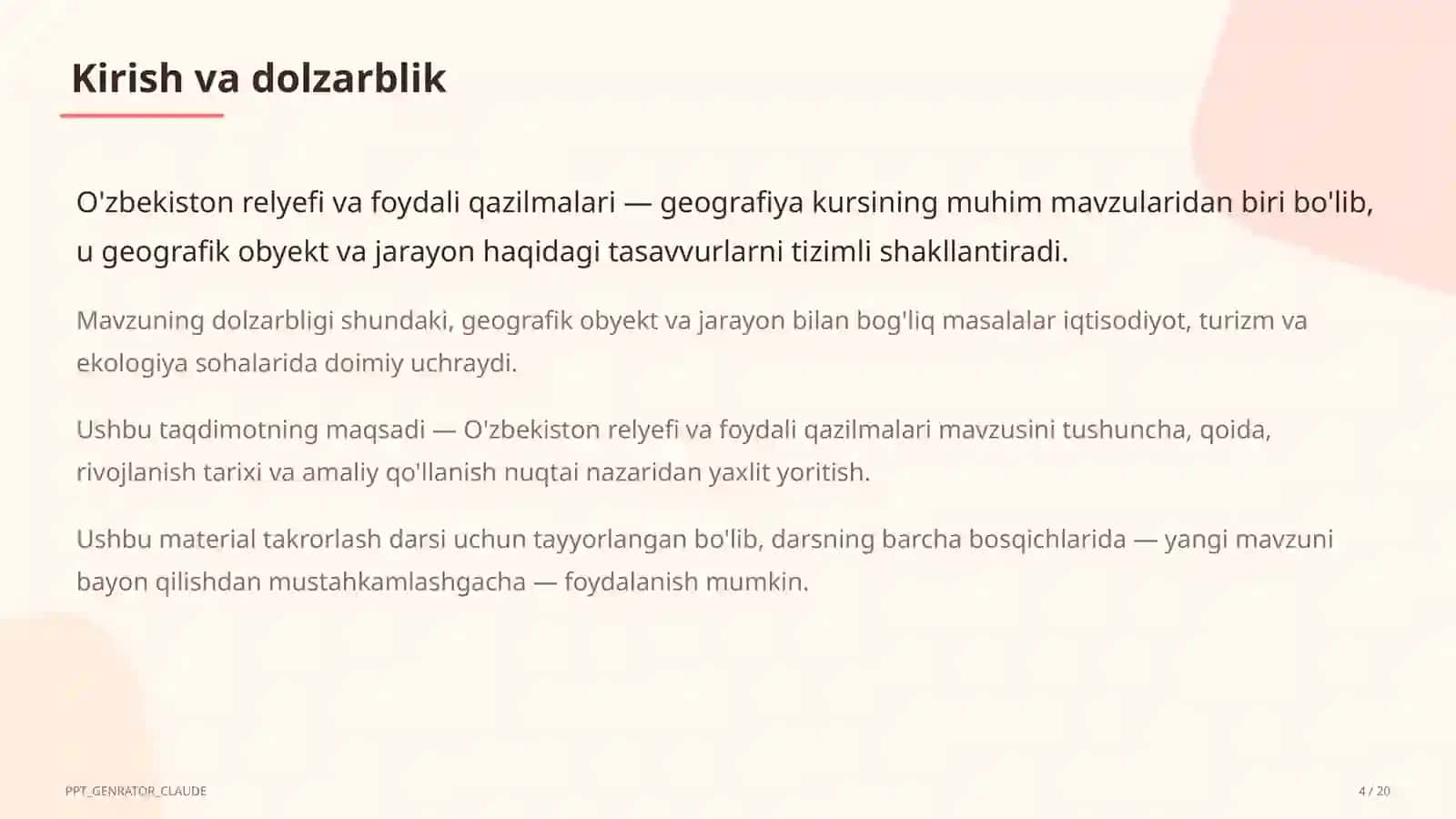 O'zbekiston relyefi va foydali qazilmalari (8-sinf) 4