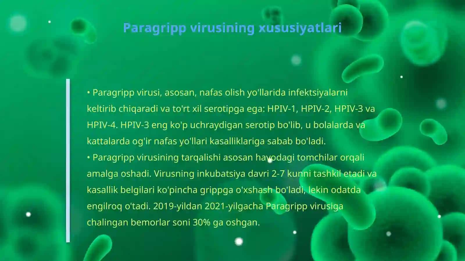 O'tkir virusli kasalliklar Paragripp Covid-19 4
