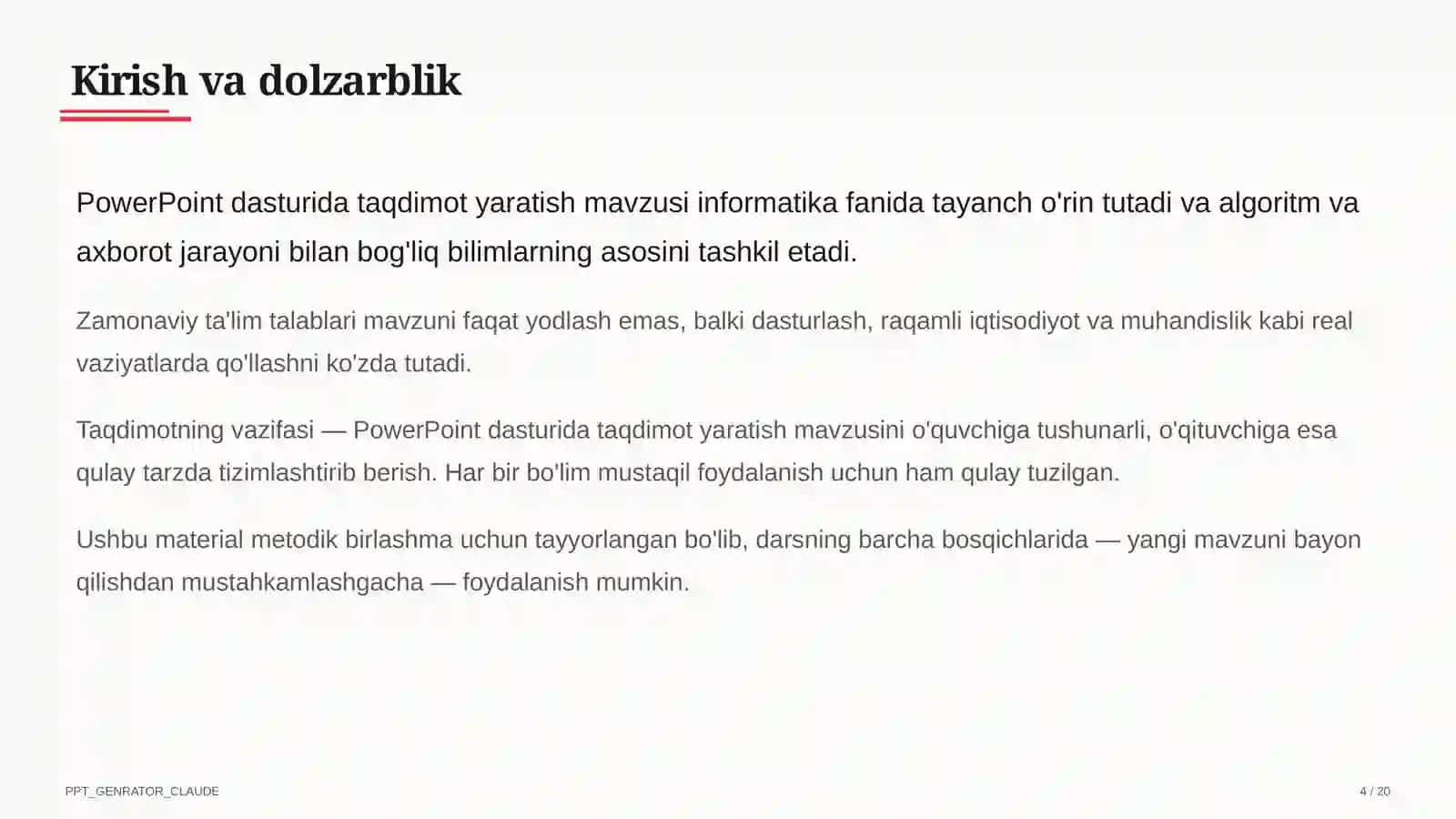 PowerPoint dasturida taqdimot yaratish (7-sinf) 4