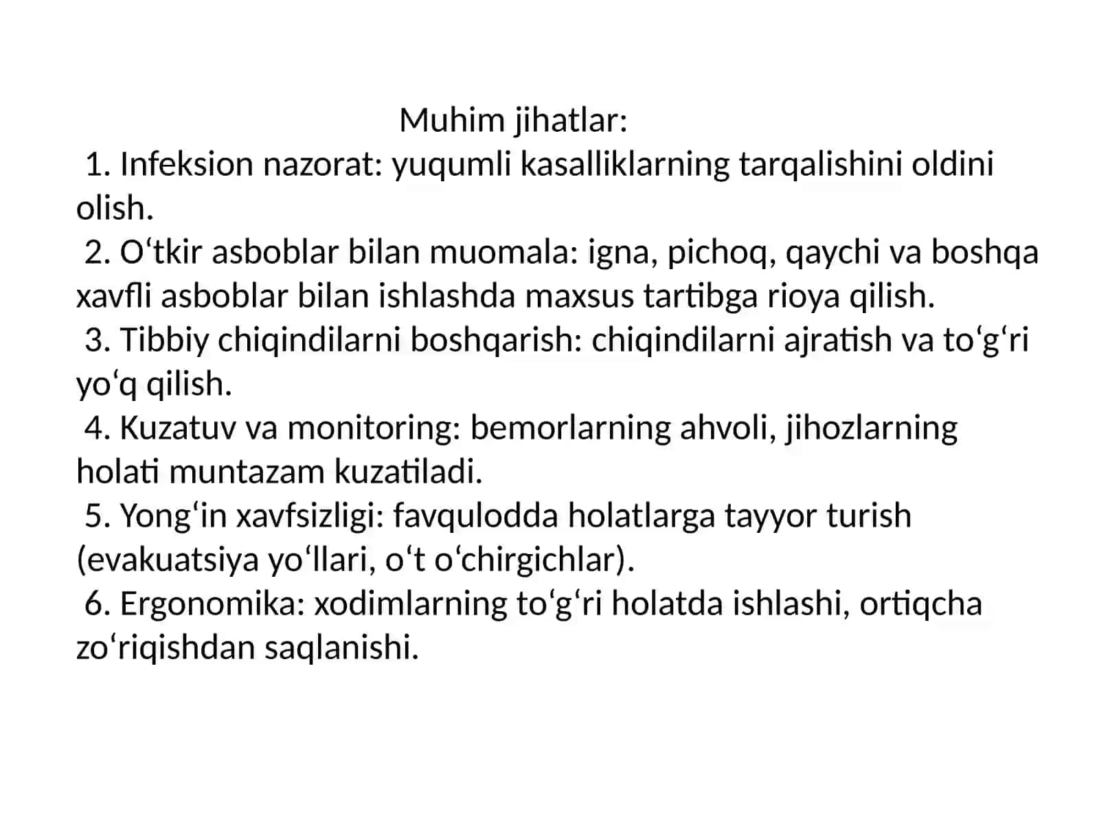 Stomatologiyada ish xavfsizligi. Stasionar bo‘limlarda ish xavfsizligi. Yatrogeniya 4