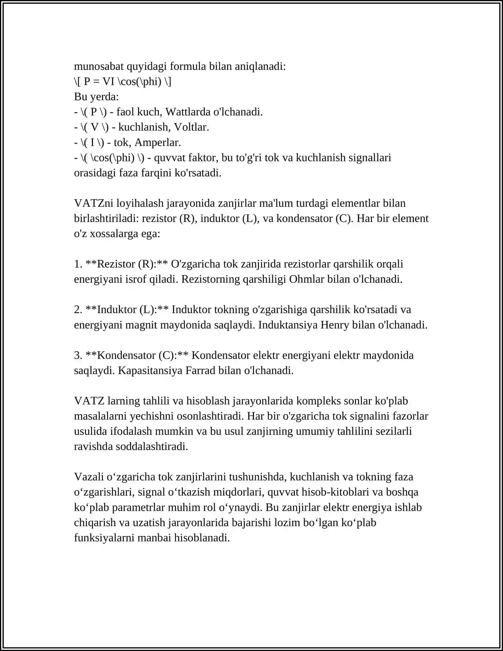 VAZALI OʻZGARICHA TOK ZANJIRI 4