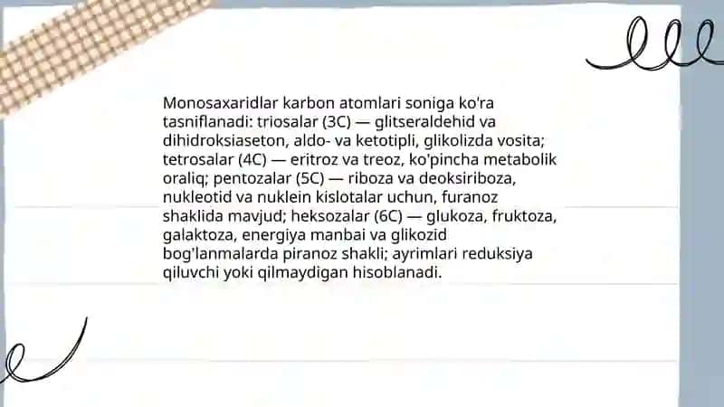 Monosaxaridlar tuzilishi va funksiyalari 4