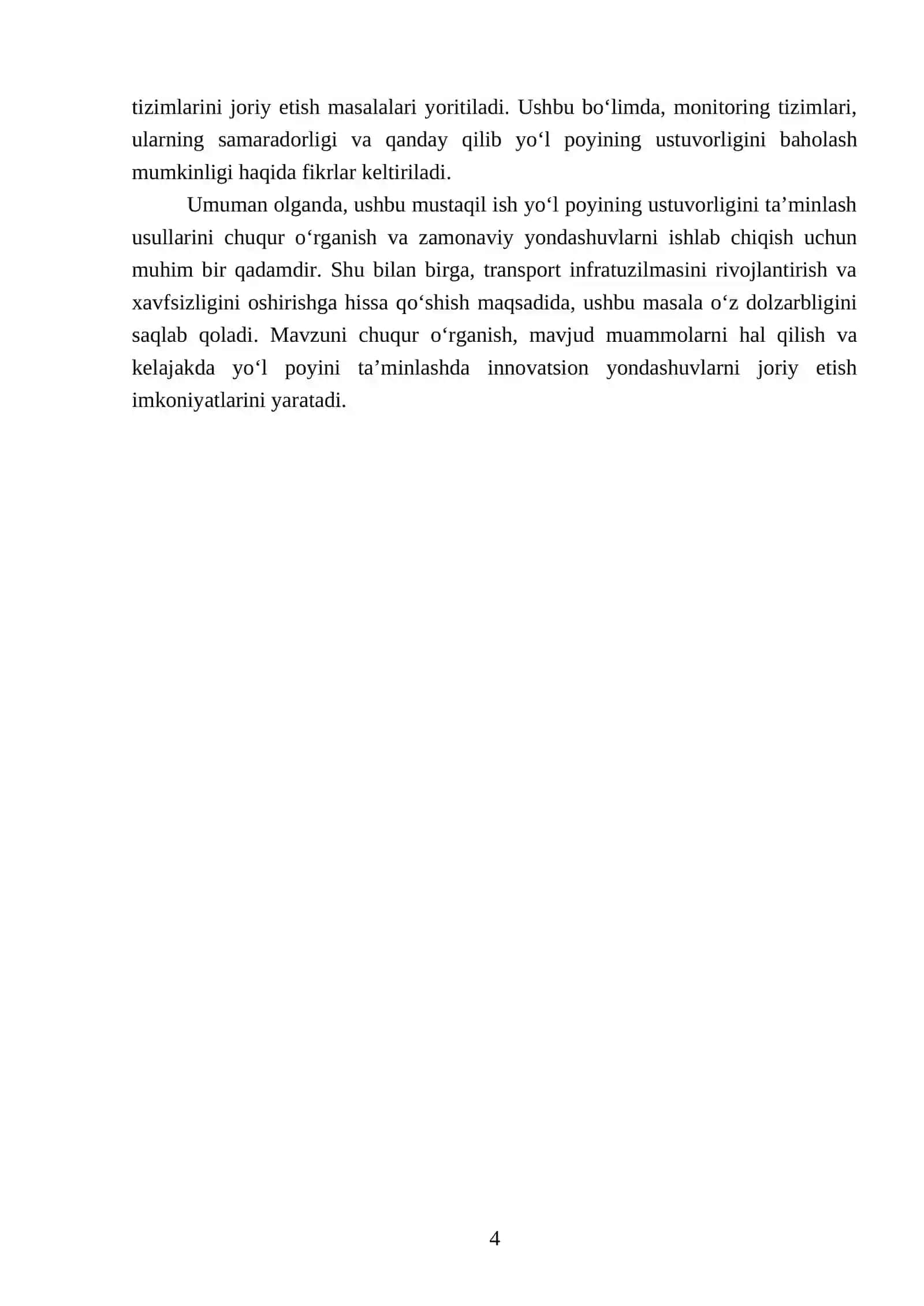 AVTOMOBIL YO'LLARINI LOYIHALASH 4-KURS TALABASI 4