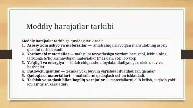 MODDIY XARAJATLAR HISOBI 4