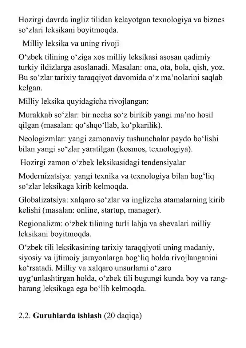 hozirgi o'zbek leksikasining tarixiy taraqqiyoti 4