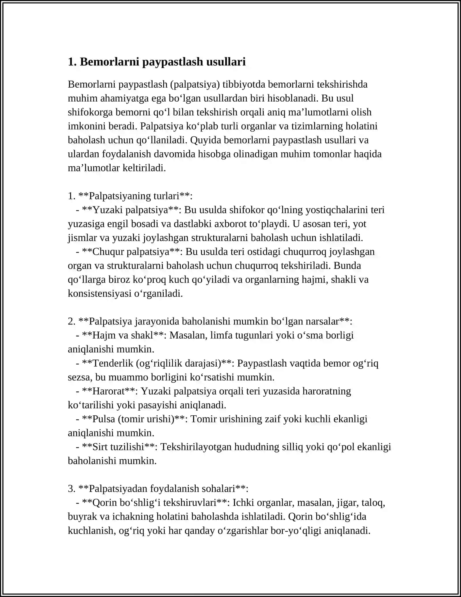 Bemorlarni paypastlash (palpatsiya) 4