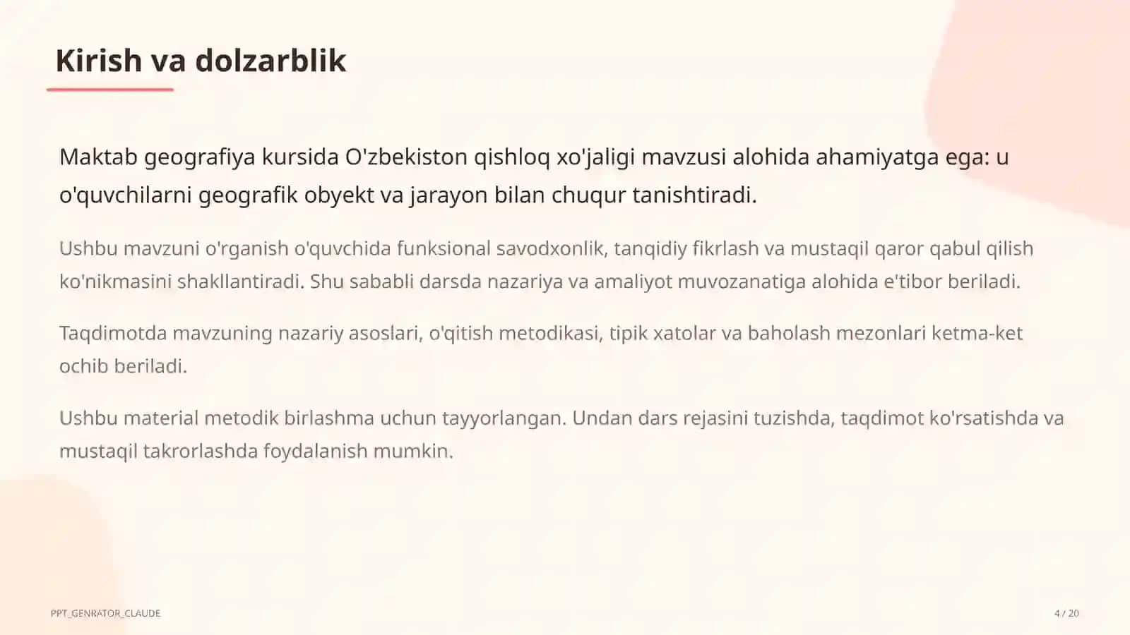 O'zbekiston qishloq xo'jaligi (9-sinf) 4