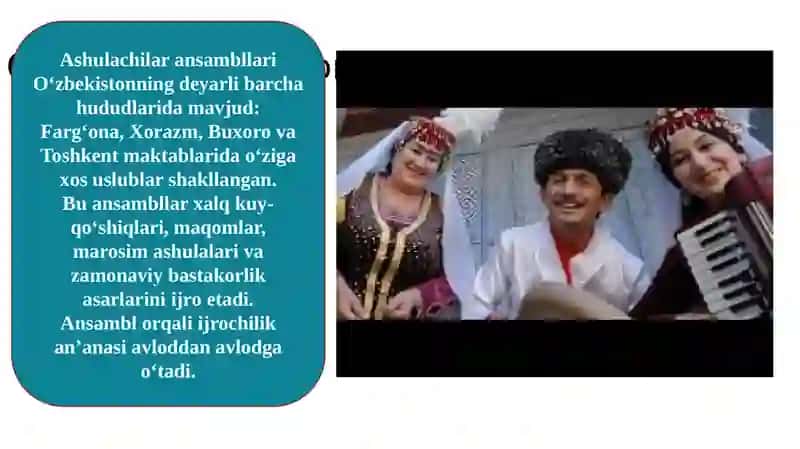 ASHULACHILAR ANSAMBILINI TO’PLASH VA ULARNI IJRO QILISHGA ERISHISH 4