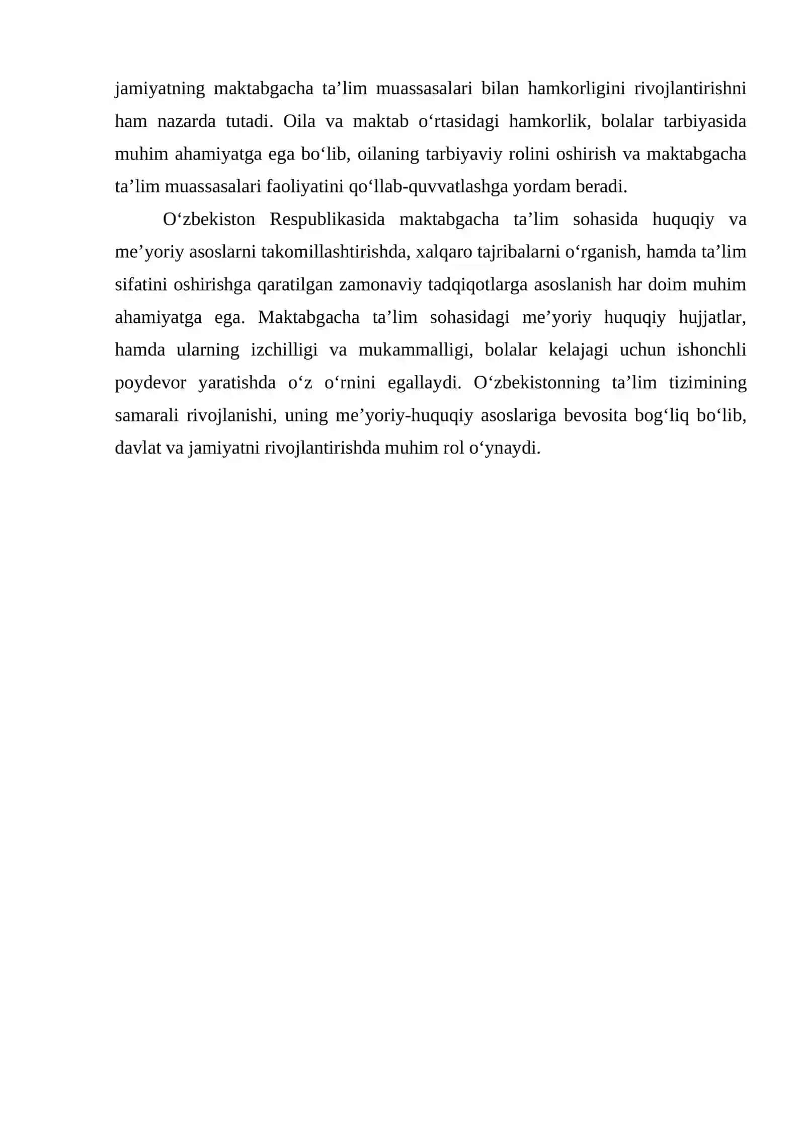 O‘ZBEKISTON RESPUBLIKASINING MAKTABGACHA TA’LIM SOHASIGA OID ME’YORIY HUQUQIY HUJJATLARI 4