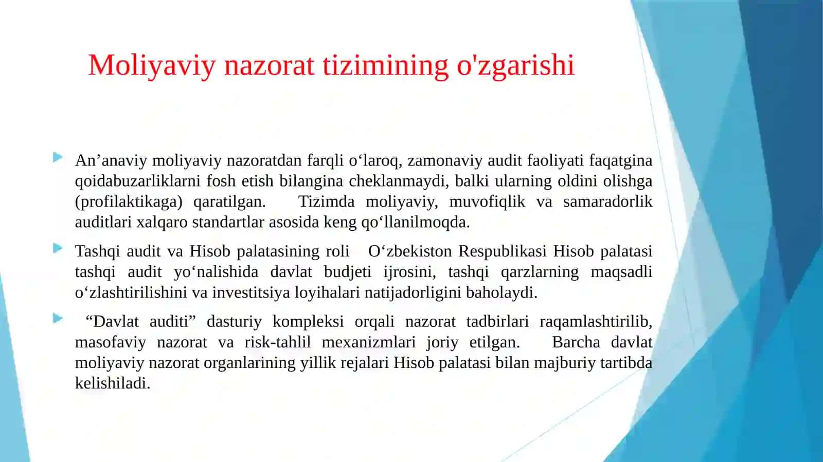 Oʻzbekiston Respublikasi moliyaviy nazorat tizimida auditning roli. 4