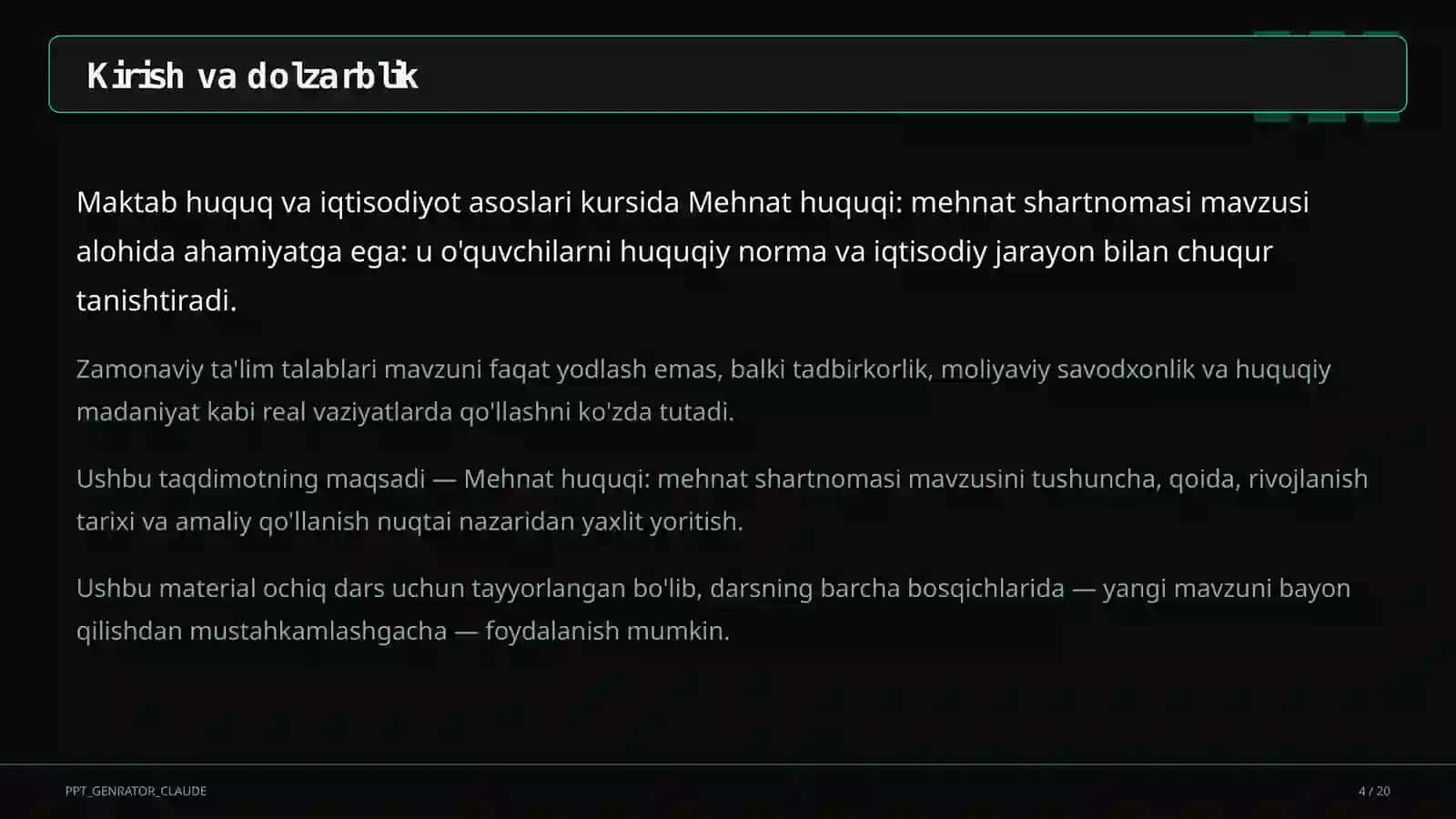 Mehnat huquqi: mehnat shartnomasi (9-sinf) 4
