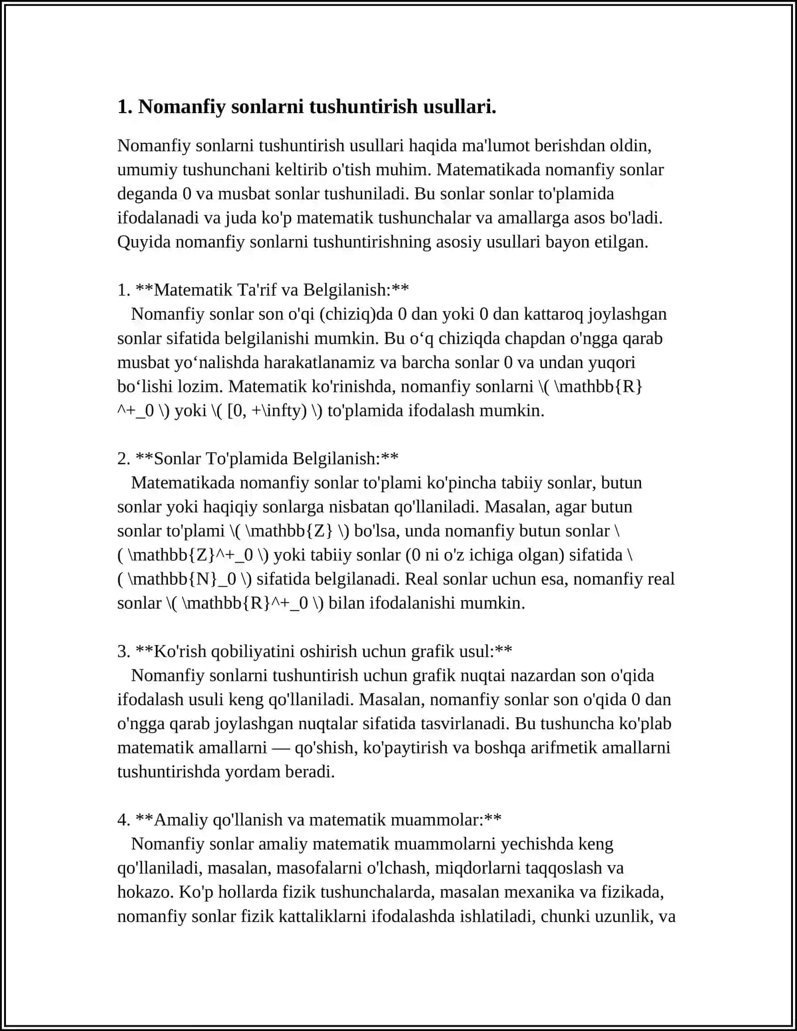 NOMANFIY SONLAR USTIDA ARIFMETIKAMALLARNI O’RGATISH METODIKASI 4