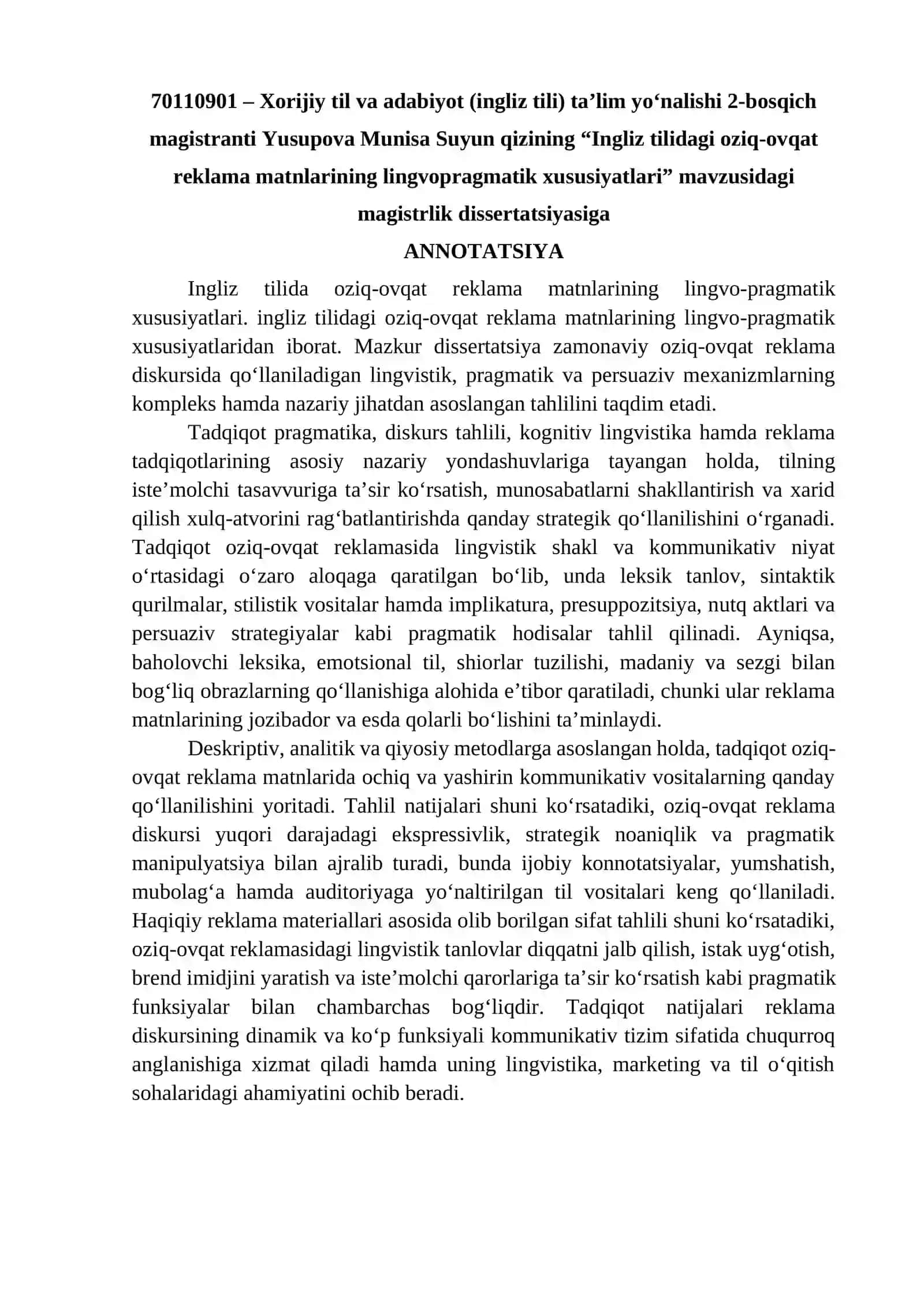 LINGUO-PRAGMATIC FEATURES OF FOOD ADVERTISING TEXTS IN ENGLISH 4