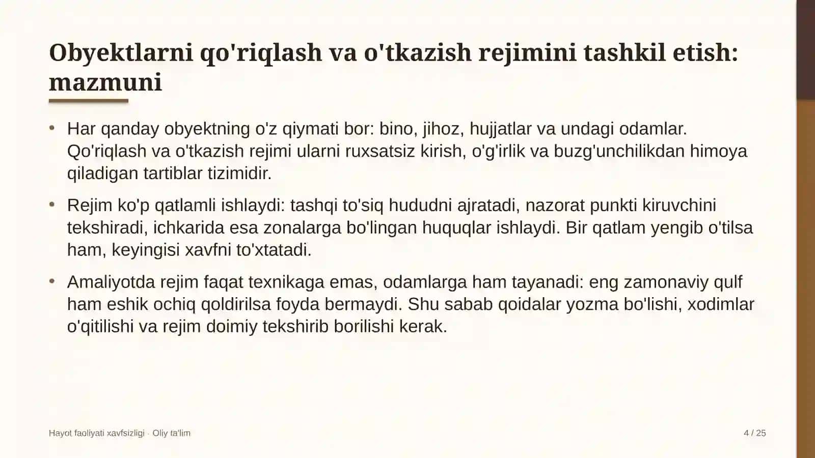 Energetikada obyektlarni qo'riqlash va o'tkazish rejimini tashkil etish 4