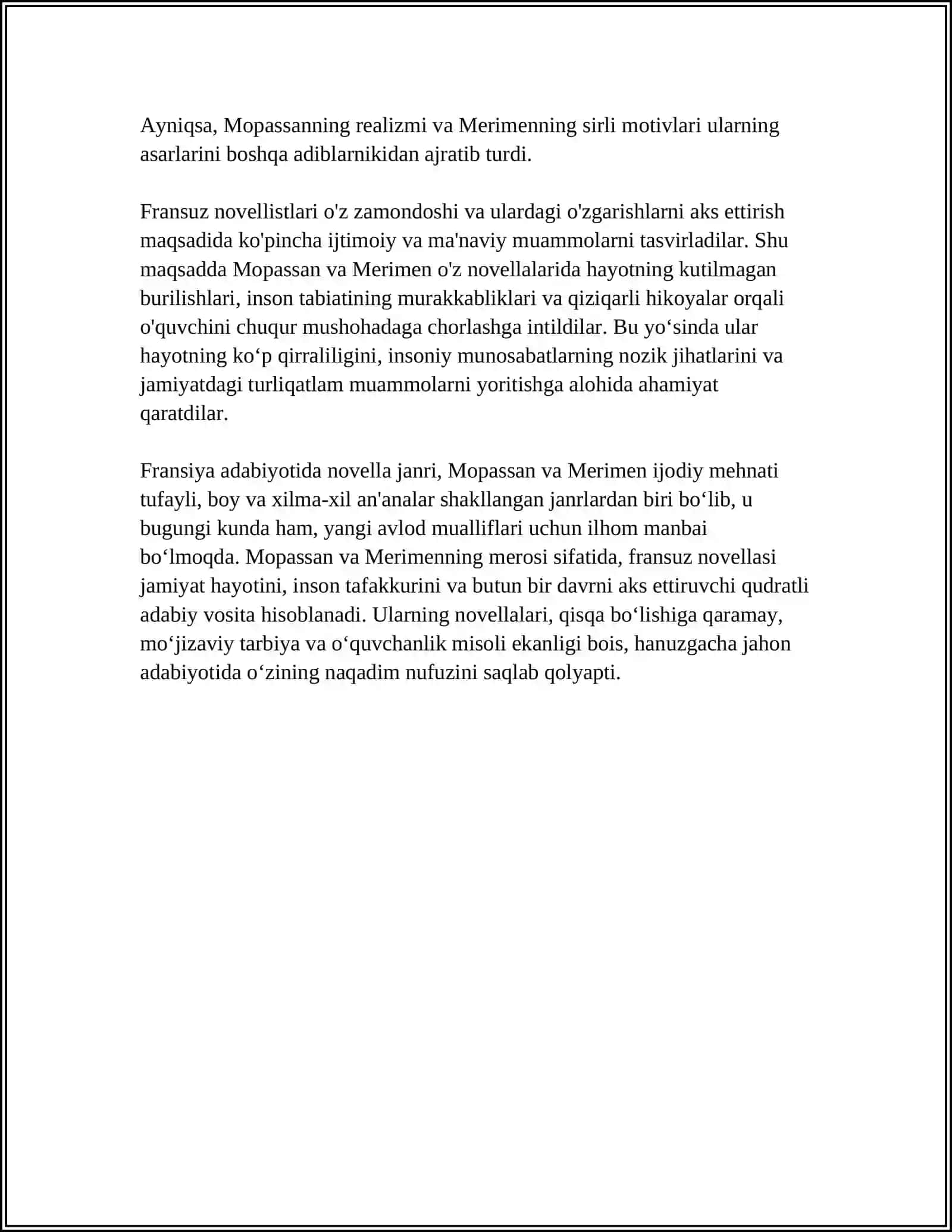 FRANTSIYADA NOVELLA JANRI. GI DE MOPASSAN VA MERIME IJODI MISOLIDA 4