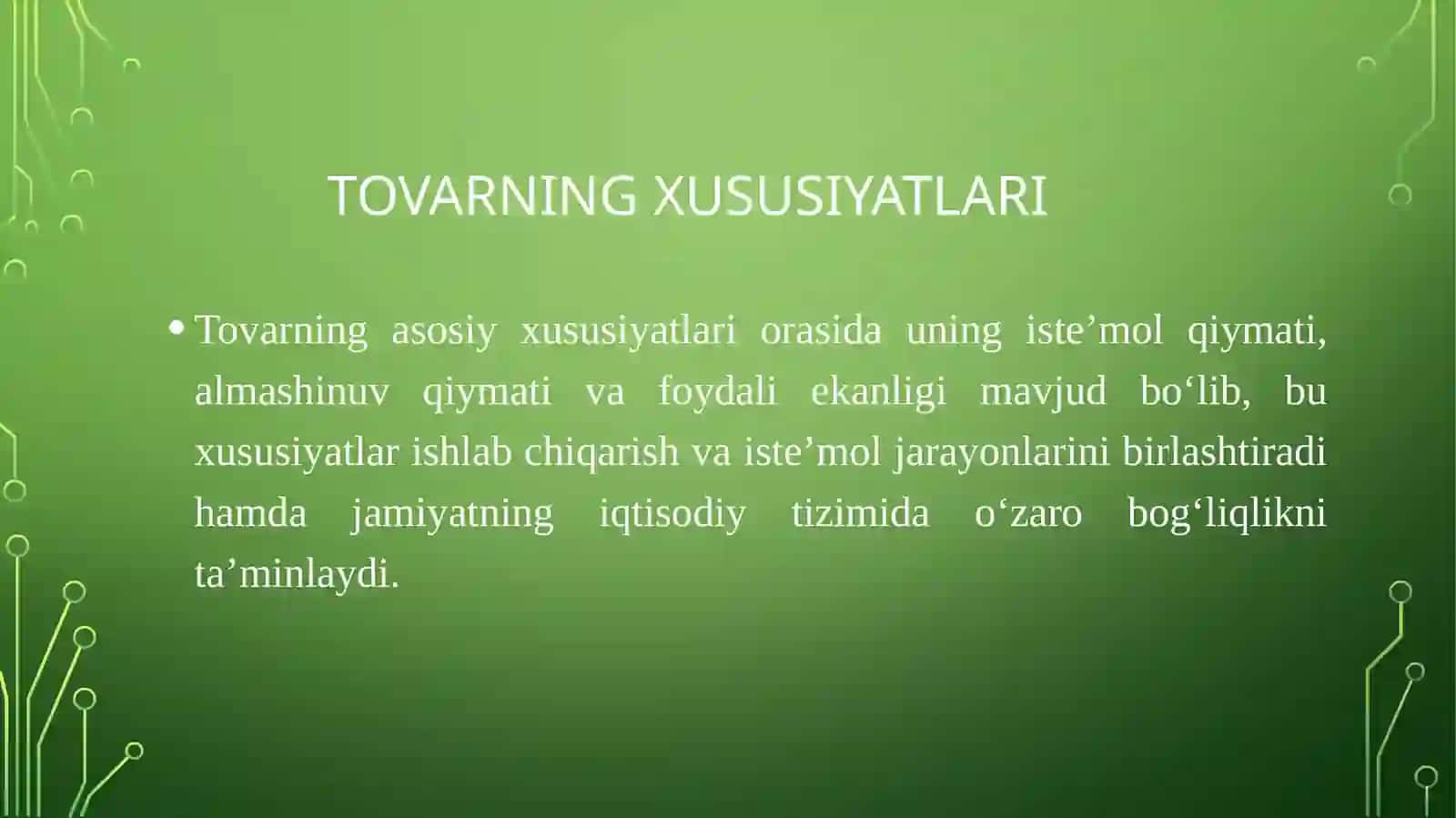 Tovar va pulning jamiyat tarraqiyotidagi o'rni 4