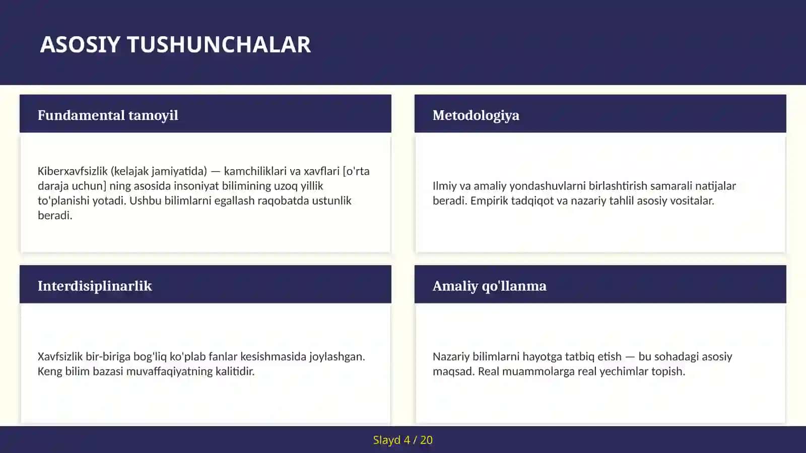 KIBERXAVFSIZLIK (KELAJAK JAMIYATIDA) — KAMCHILIKLARI VA XAVFLARI [O'RTA DARAJA UCHUN] 4