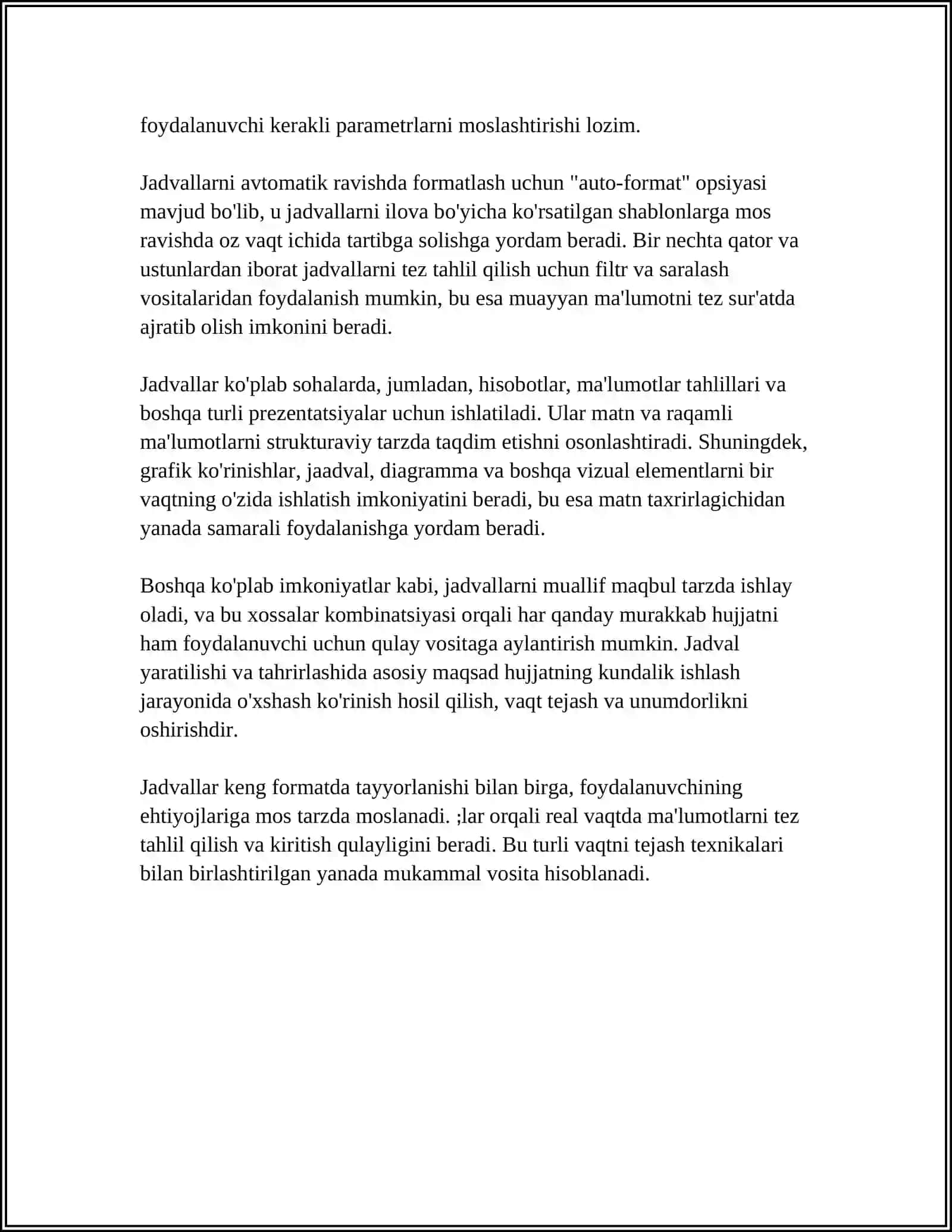 WORD MATN TAXRRIRLAGICHIDA JADVAL RASM FORMULA MATNLAR STRUKTURASI BILAN ISHLASH 4