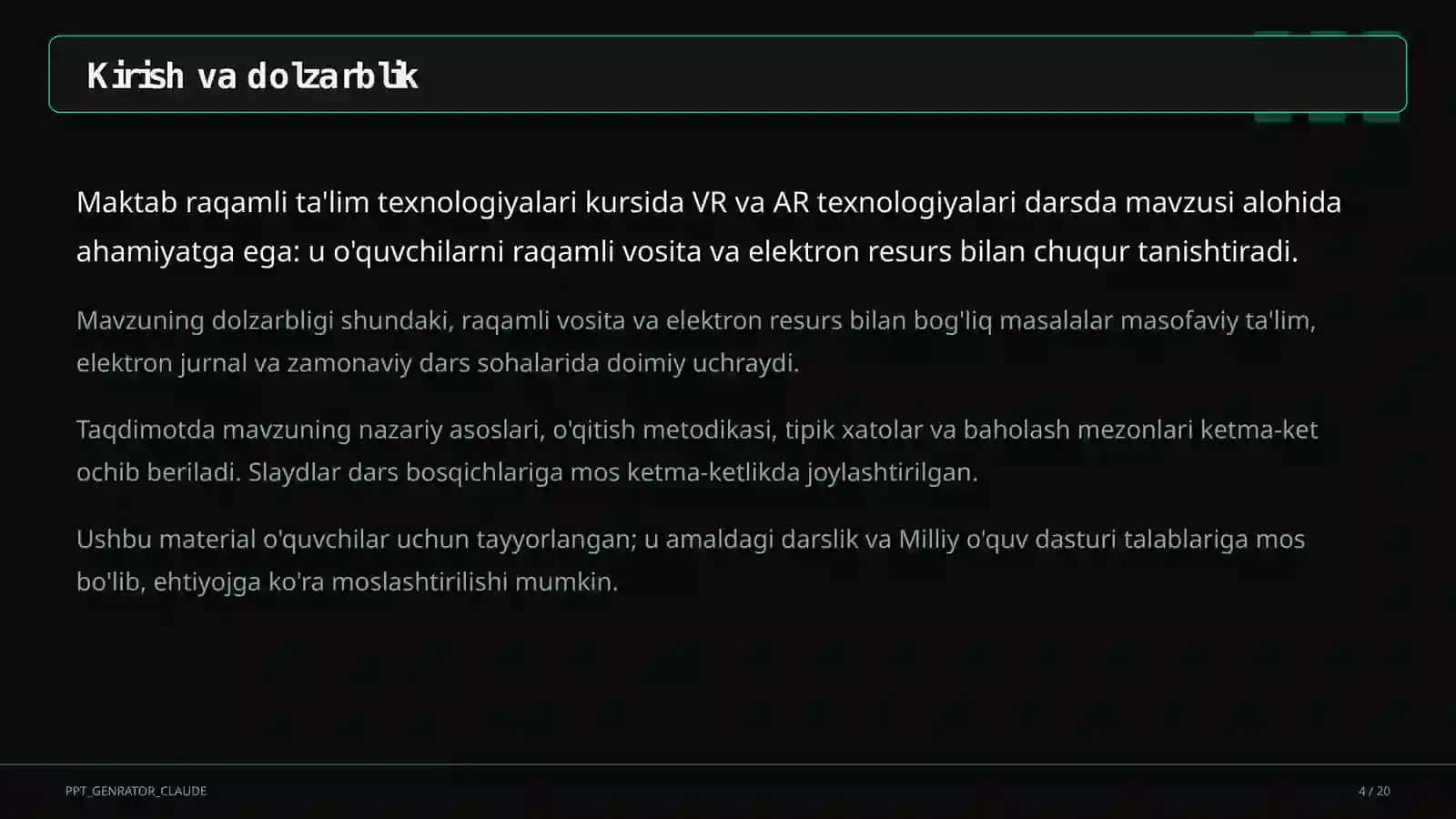 VR va AR texnologiyalari darsda 4