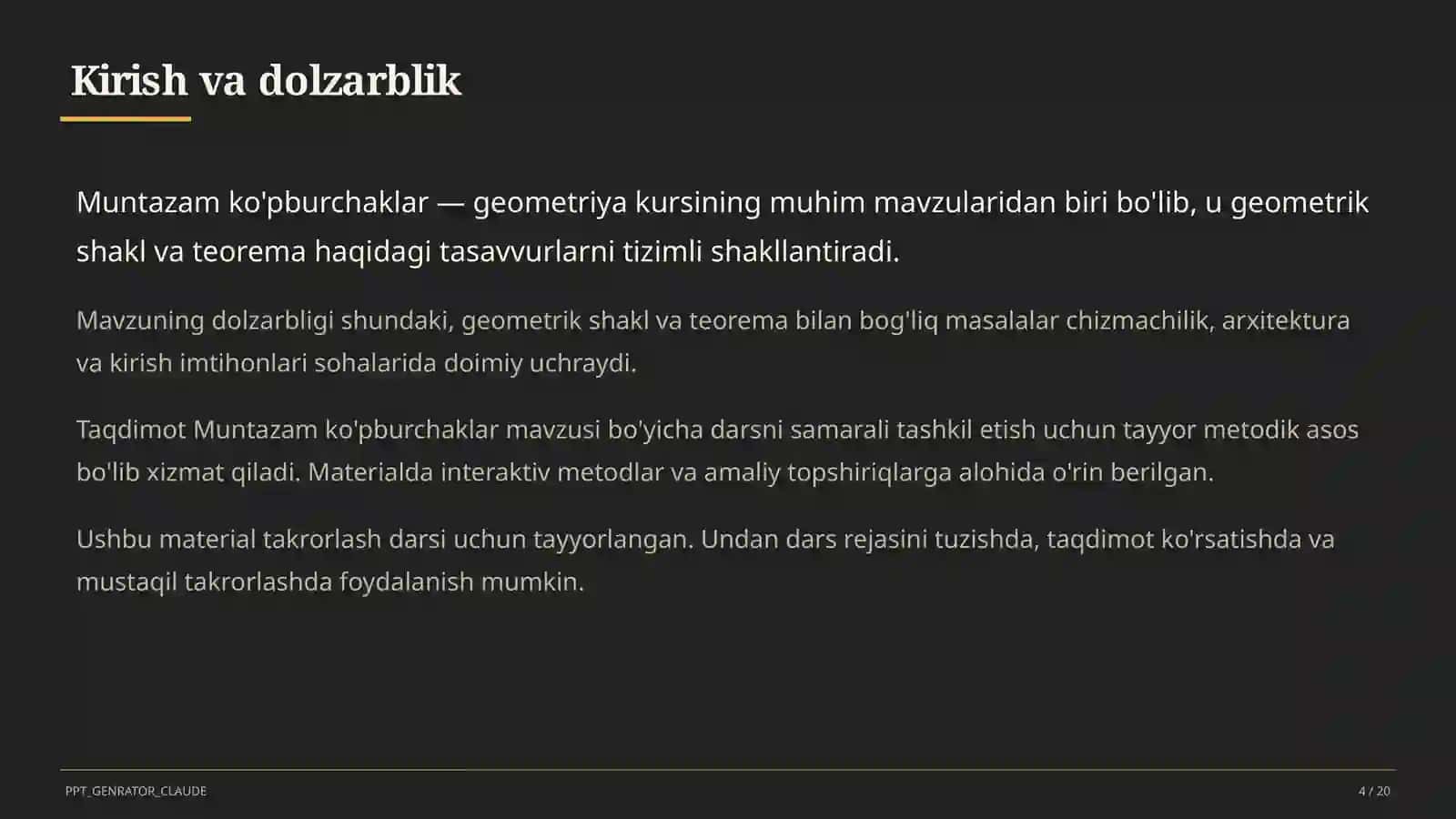 Muntazam ko'pburchaklar (9-sinf) 4