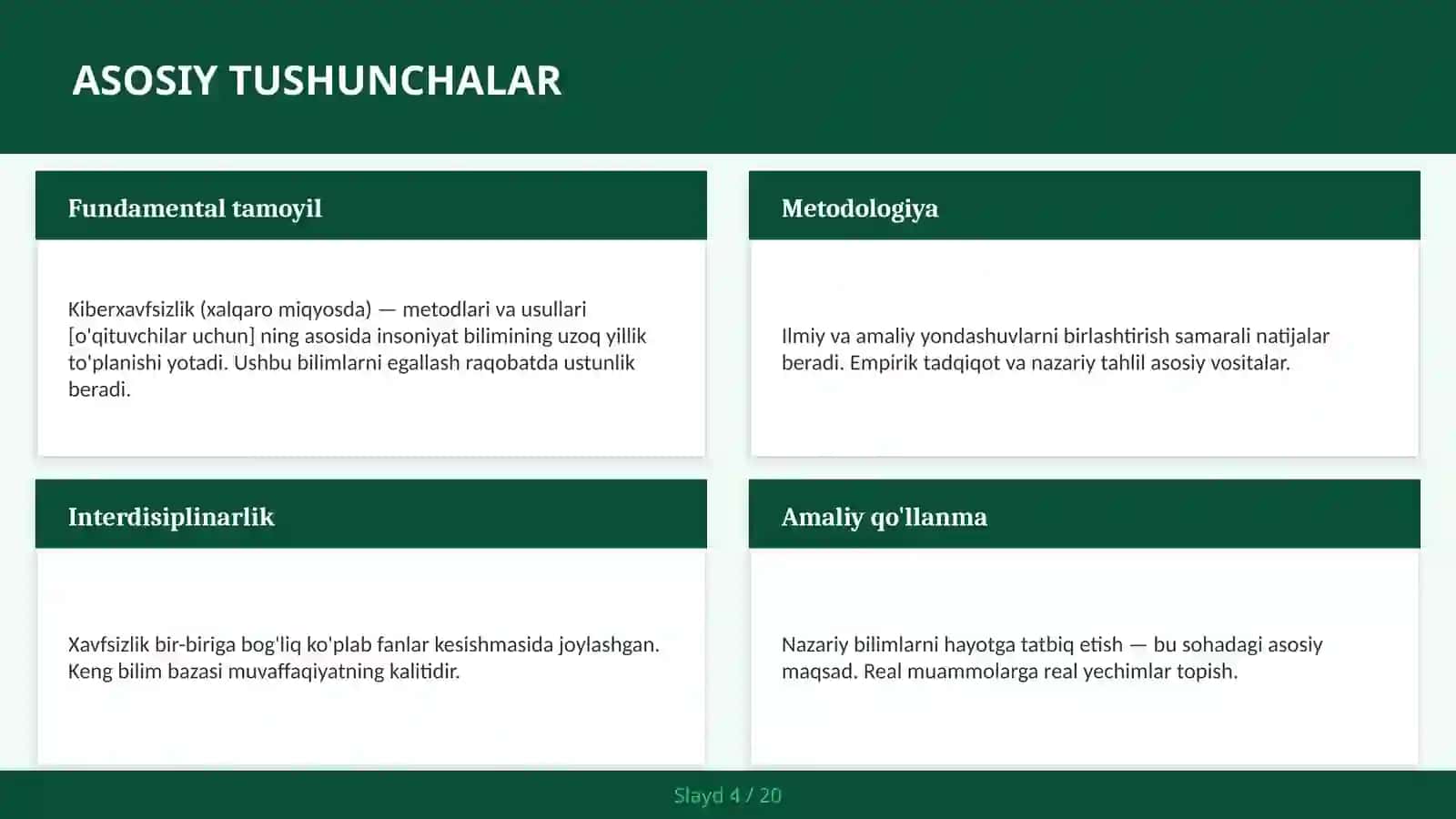 Kiberxavfsizlik (xalqaro miqyosda) — metodlari va usullari [o'qituvchilar uchun] 4