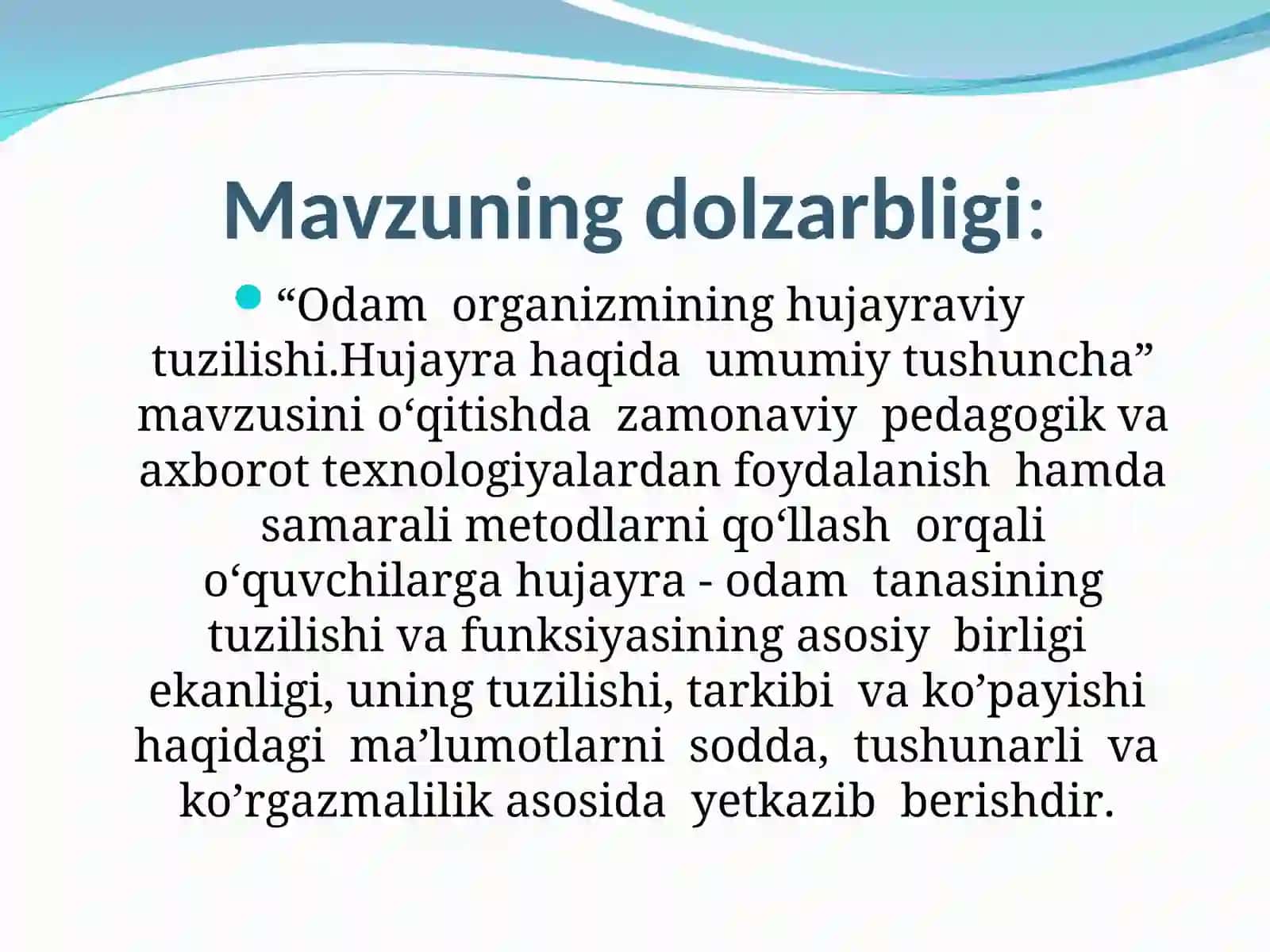 Zamonaviy pedagogik texnologiyalardan biologiya darslarida foydalanish 4