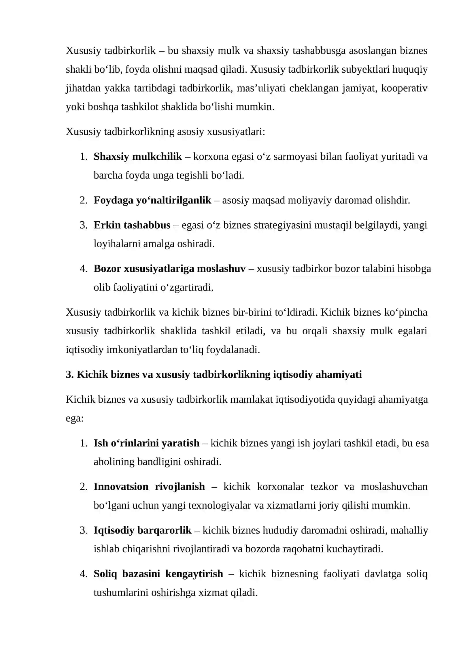 Kichik biznes va xususiy tadbirkorlik subyektlari faoliyatini tahliil qilishda ekonomik modellardan foydalanish 4