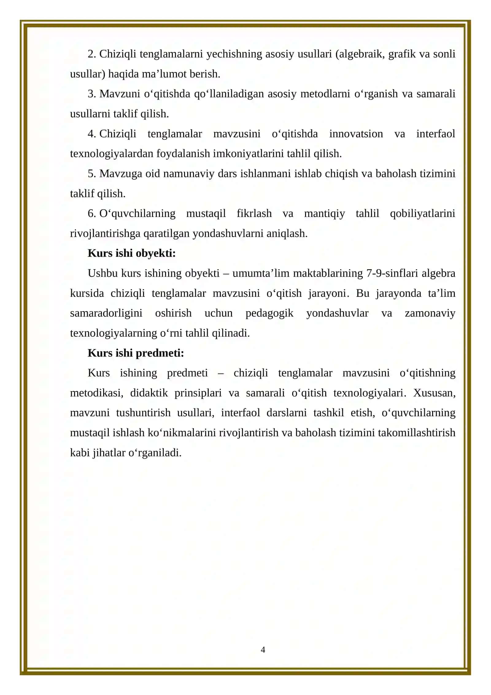 Umumta'lim maktablari 7-9 sinflar algebra kursida chiziqli tenglamalar mavzusini o'qitish metodikasi 4