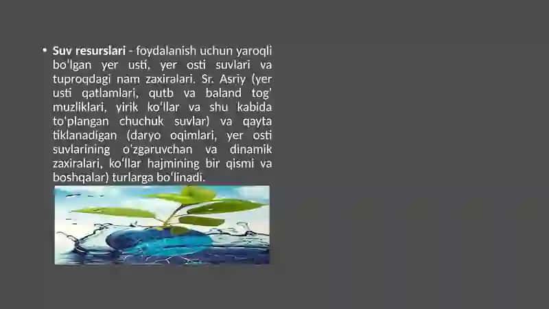 Suv resurslarini muhofaza qilish va oqilona foydalanish 4