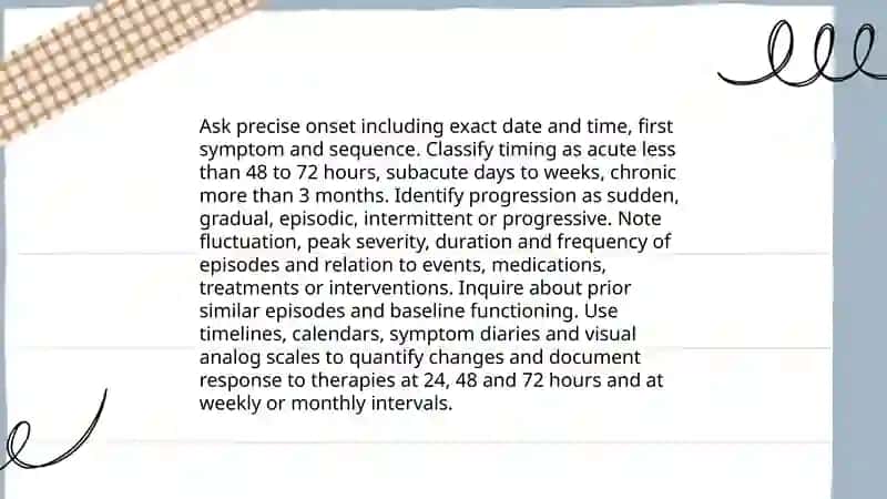 Physical exam talking about symptoms 4