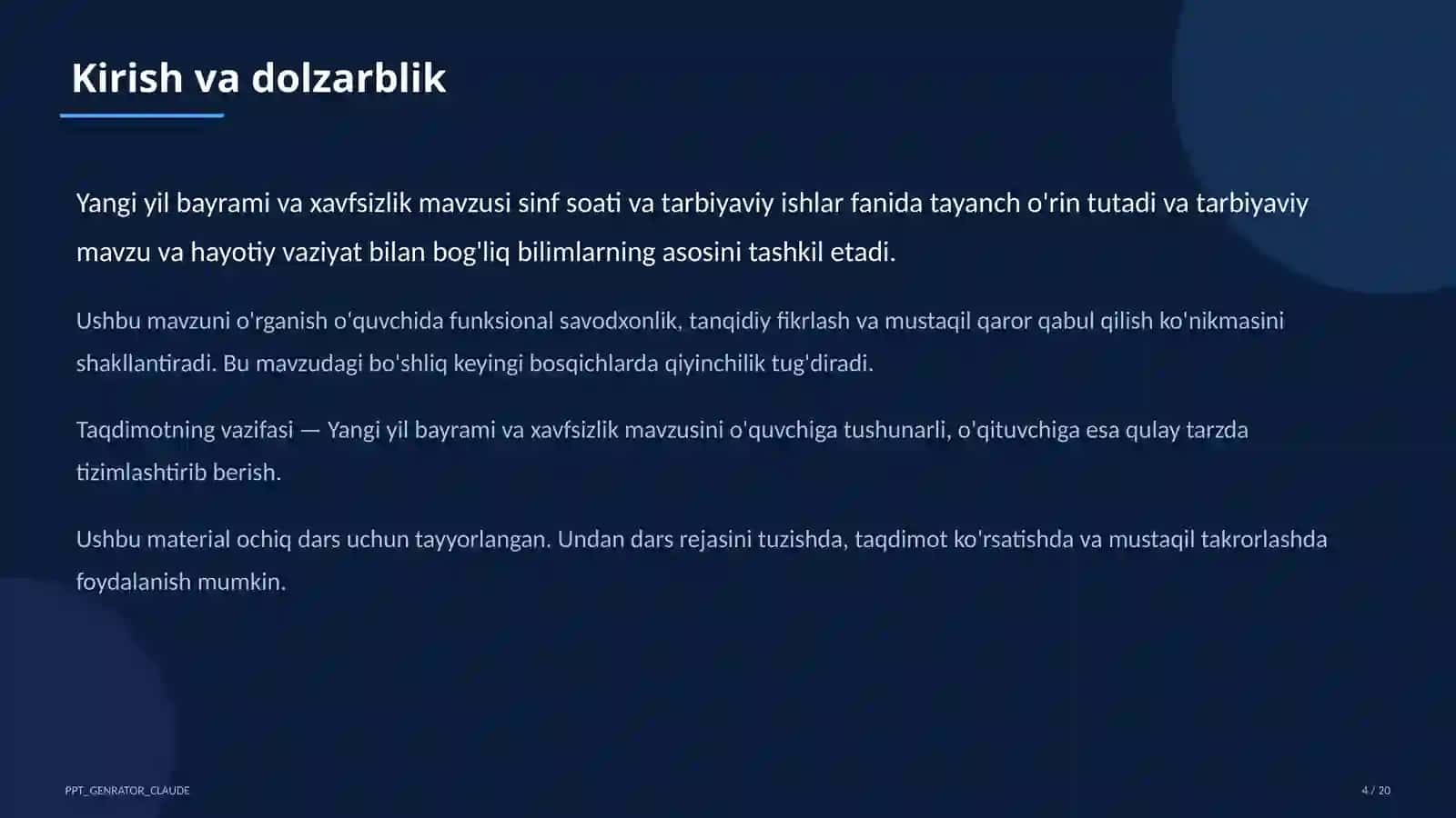 Sinf soati va tarbiyaviy tadbirlar 4
