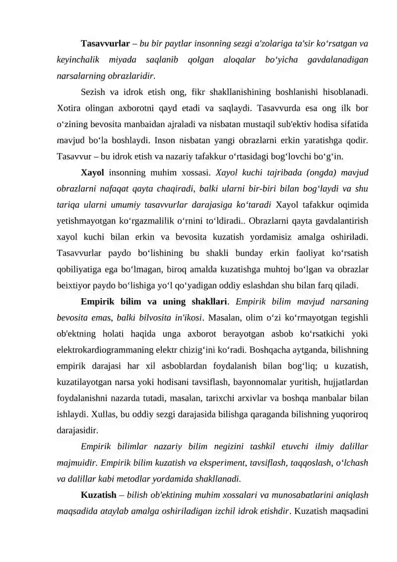 Mantiqiy va intuitiv bilish darajalarining o'zaro aloqasi va farqi 4