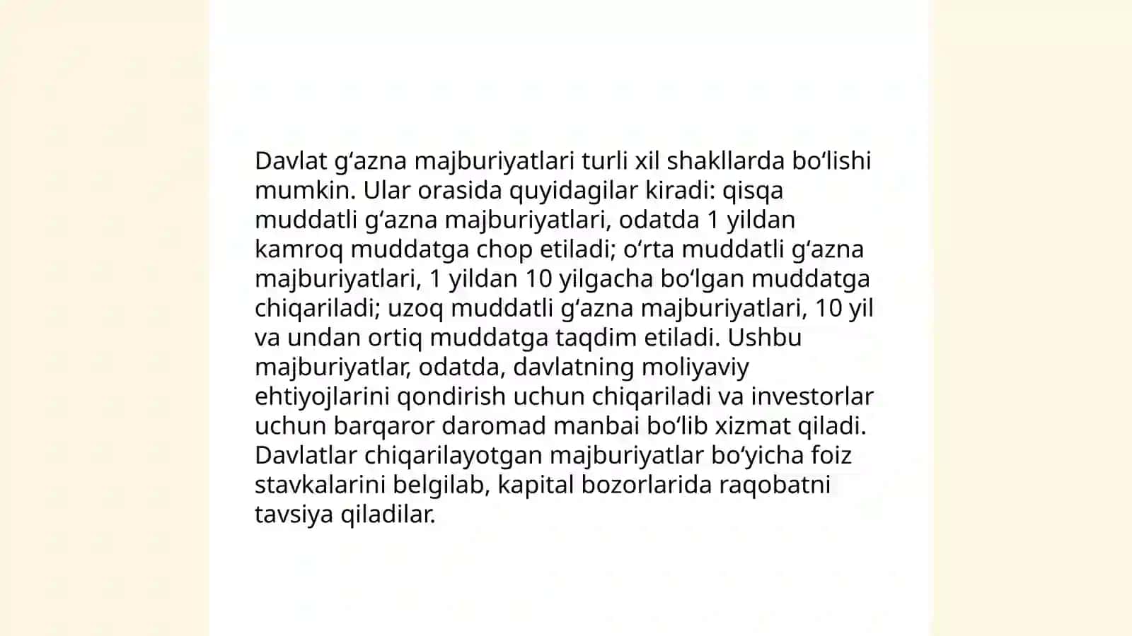 Davlat gʻazna majburiyatlari: Tushunchasi va xususiyatlari 4