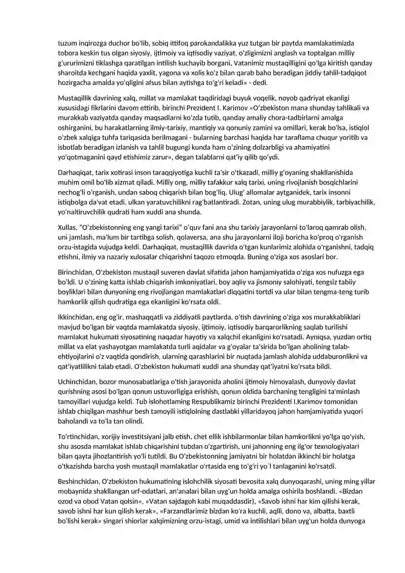 Oʼzbekistonning eng yangi tarixi” oʼquv fanining predmeti, maqsadi, vazifalari, nazar 4