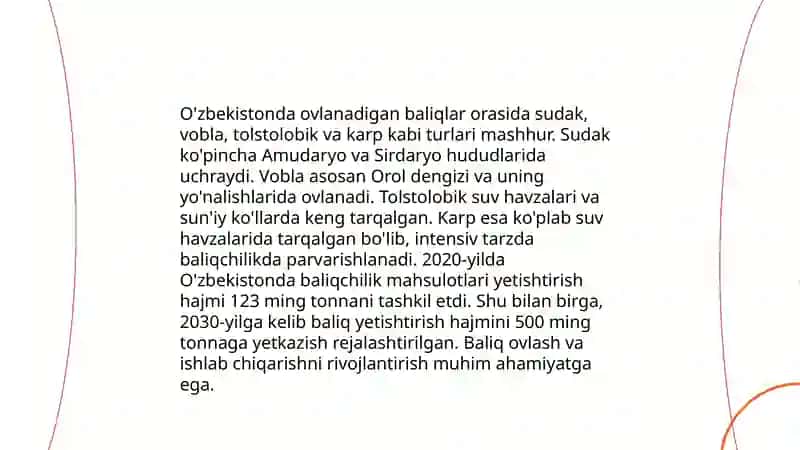 Ovlanadigan baliq oilalarini o'rganish 4