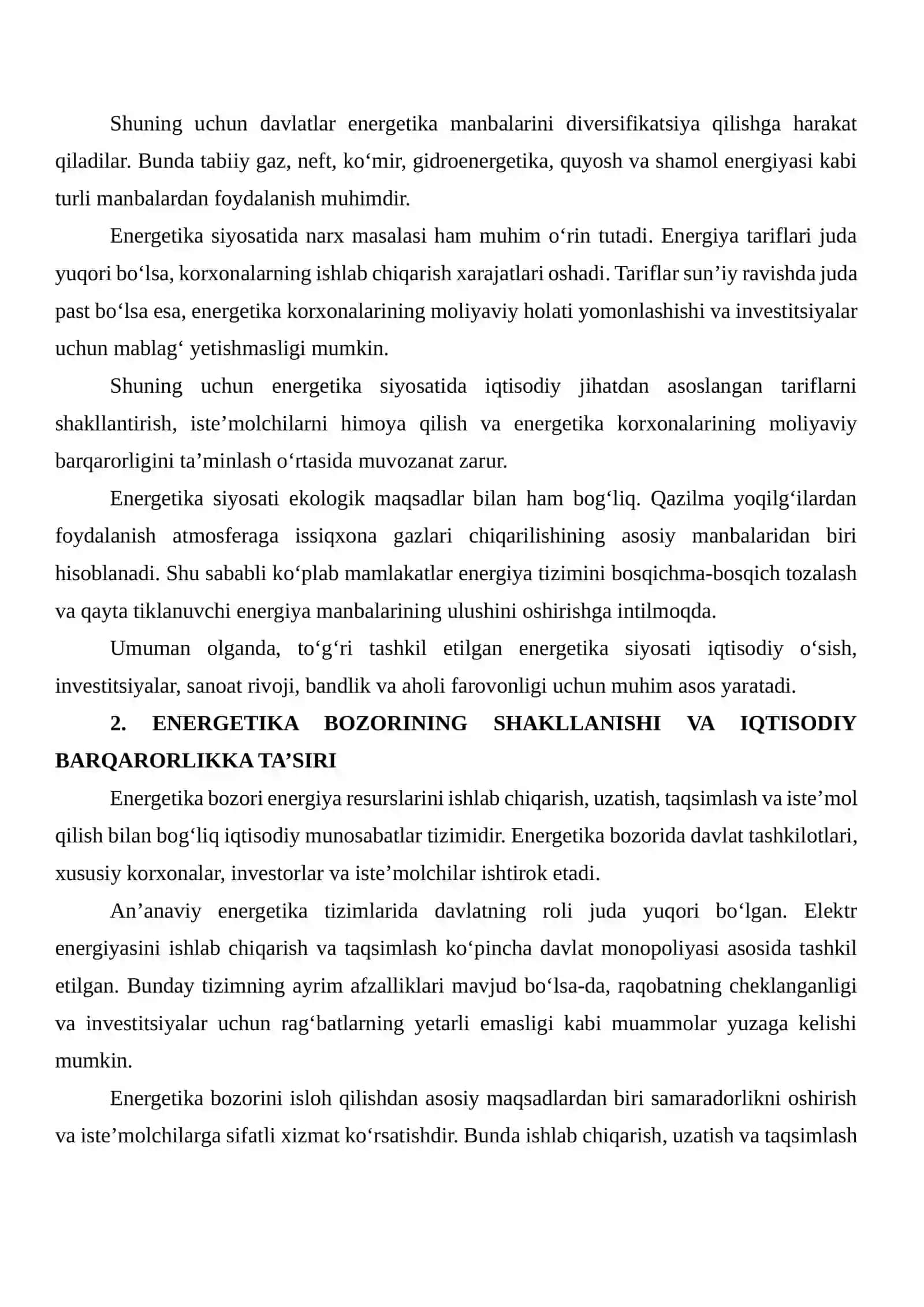 Energetika Siyosati va Iqtisodiy Barqarorlik: Energetika Bozoridagi Ishlarni O‘rganish 4