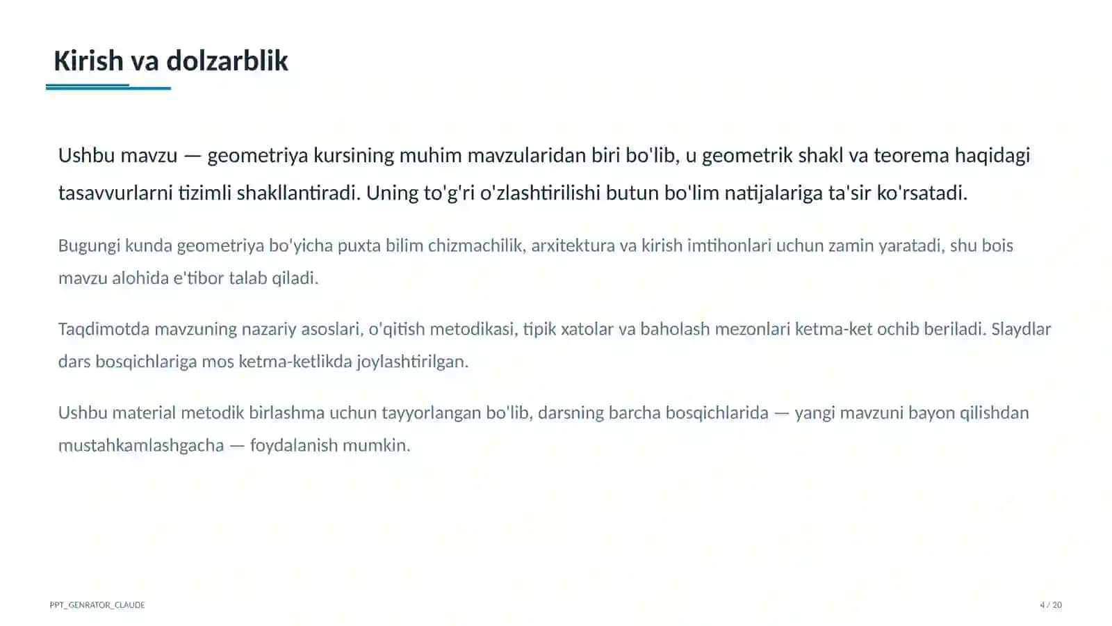 Fazoda to'g'ri chiziq va tekisliklarning parallelligi (10-sinf) 4