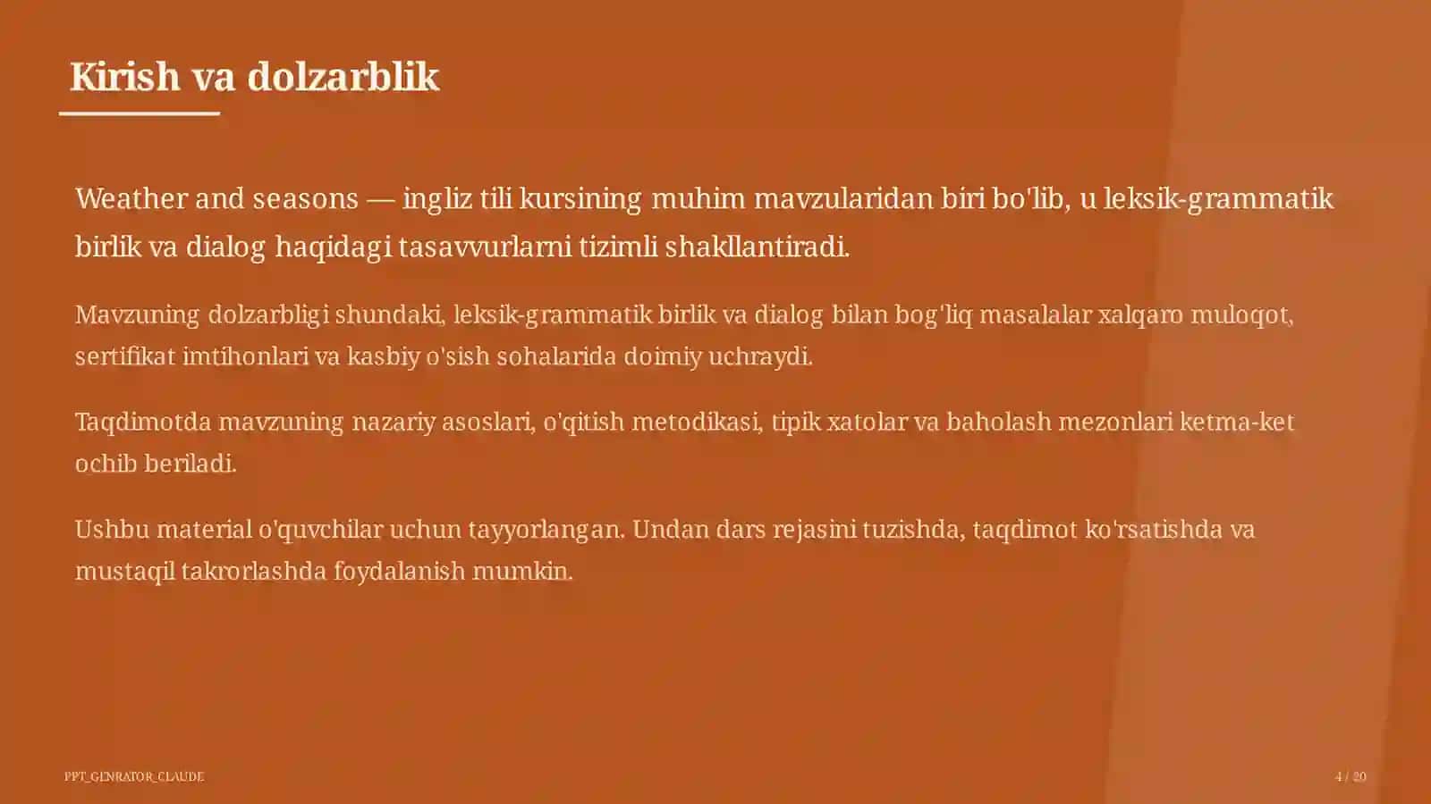 Weather and seasons (4-sinf) 4