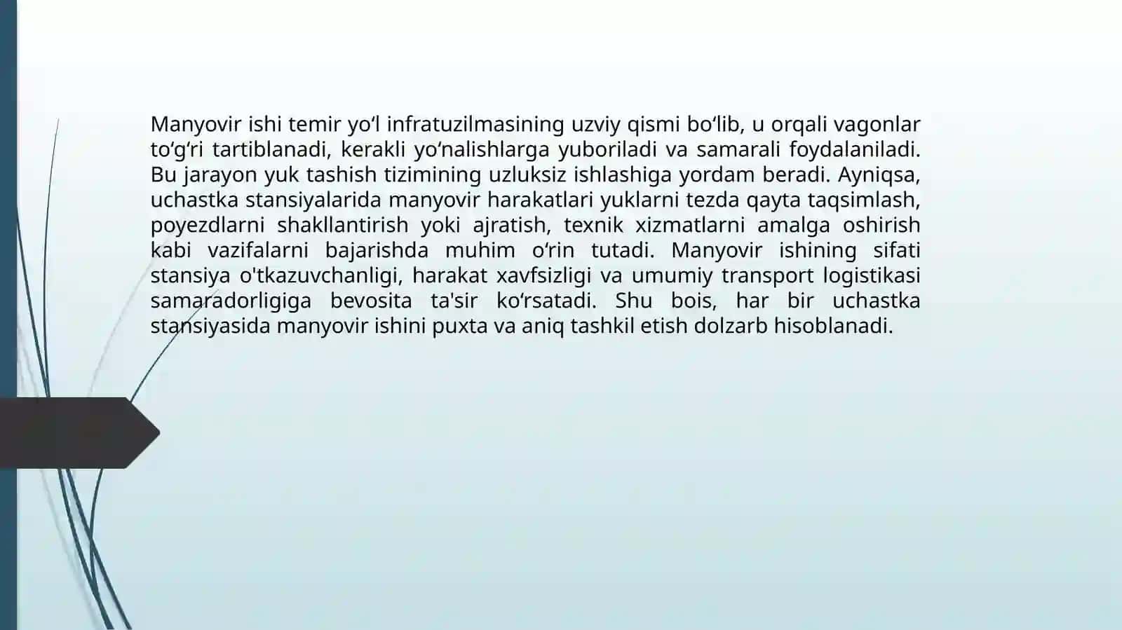 Uchastka stansiyalari da manyovirishni takomillashtirish 4