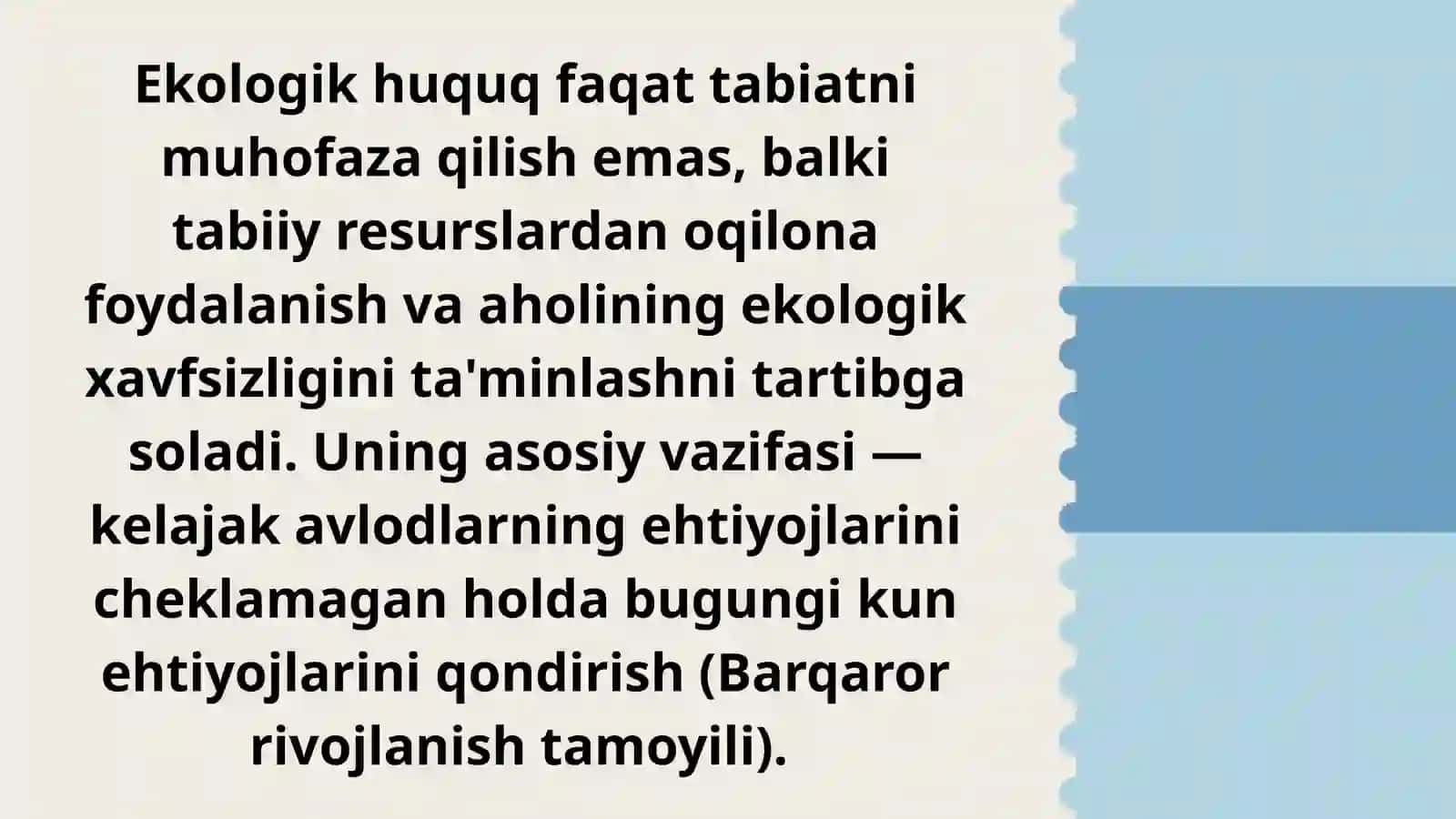ekologik huquqlar va Yashil iqtisodiyot. fuqarolarning qulay atrof muhitdagu bo'lgan munosabatlari 4